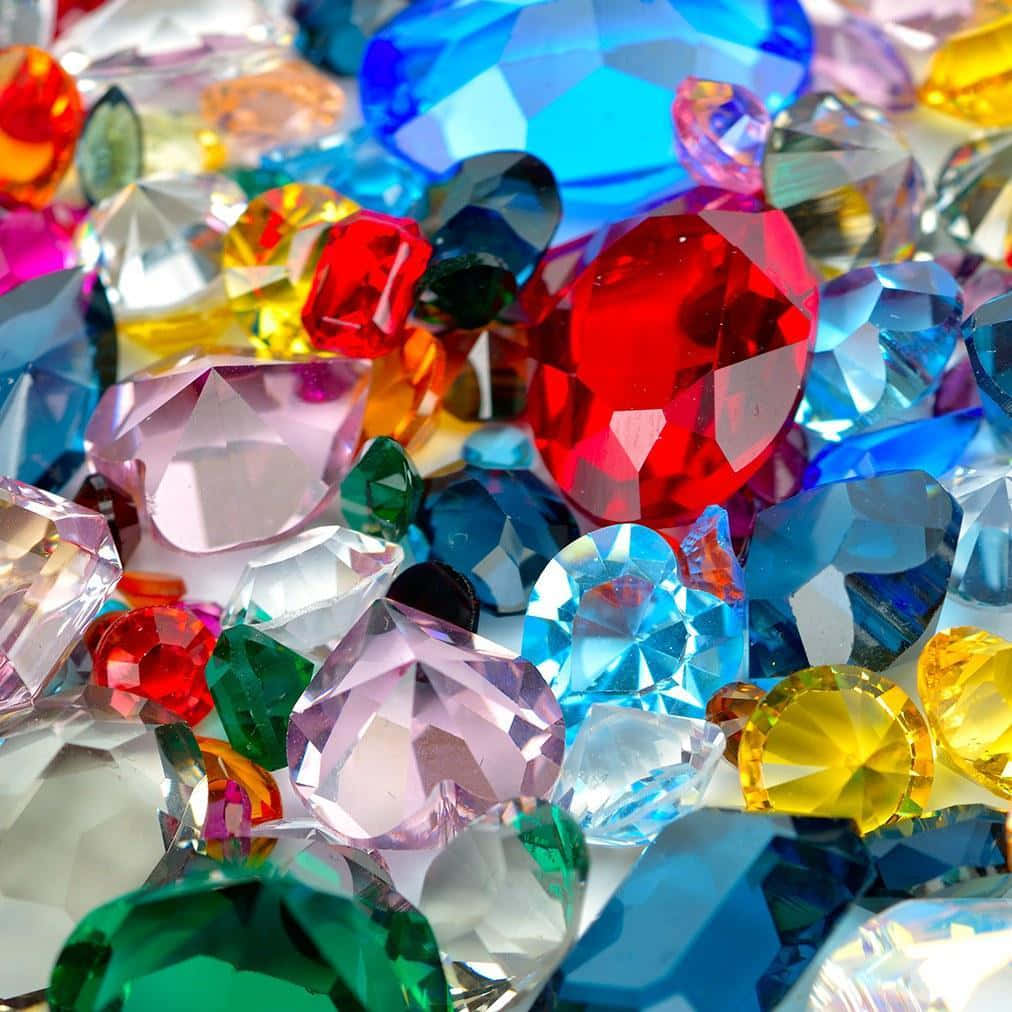 Yellow Sapphire, multicolored faceted gemstones, vibrant hues, SD Desktop Wallpaper