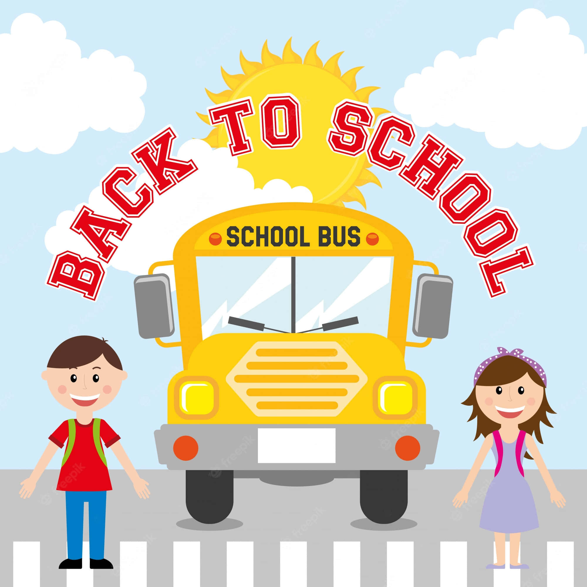 yellow school bus, sunny sky, BACK TO SCHOOL, Full HD Desktop Wallpaper