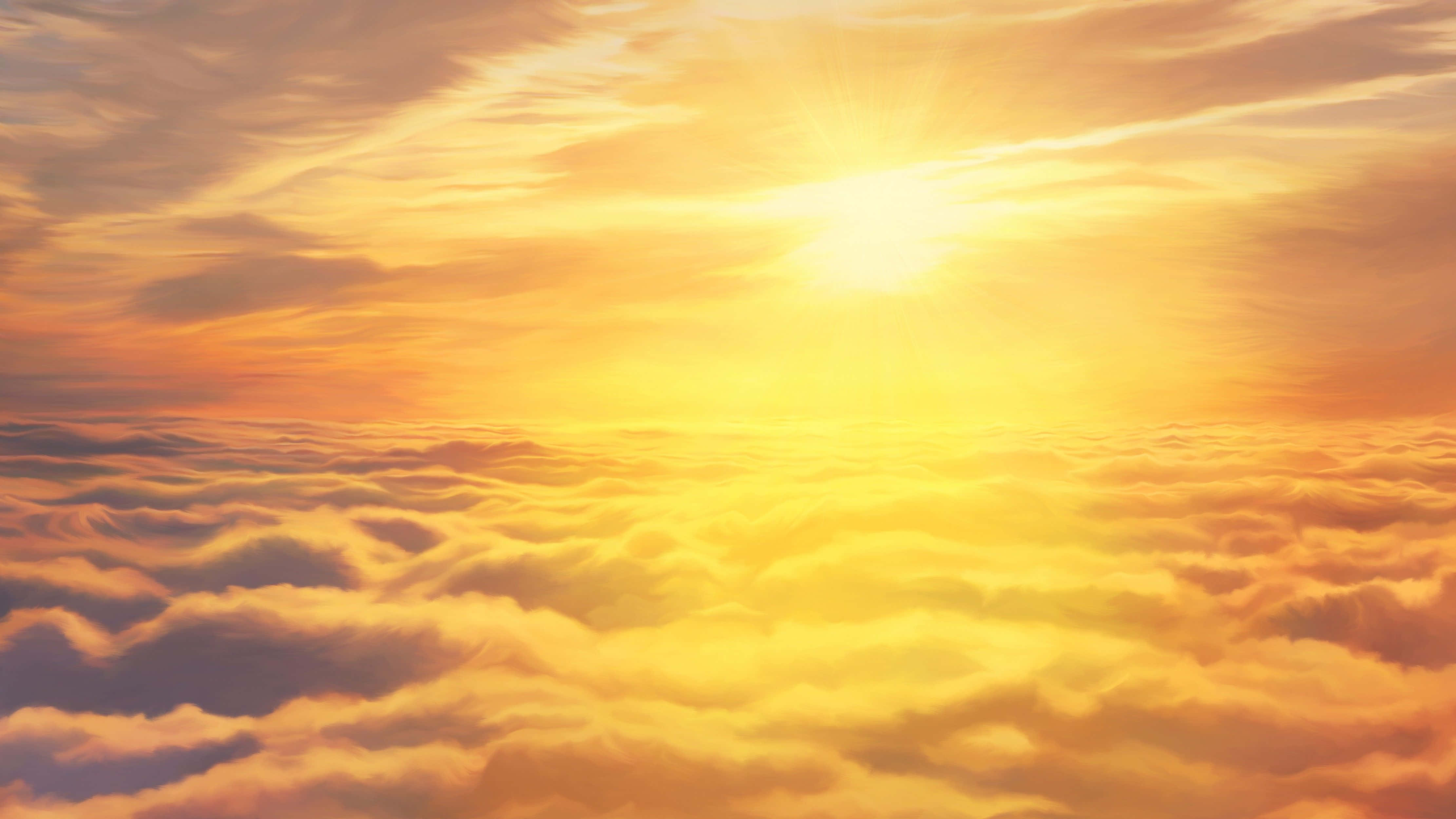 Yellow Sky, golden yellow sky, golden clouds, 4K Desktop Wallpaper