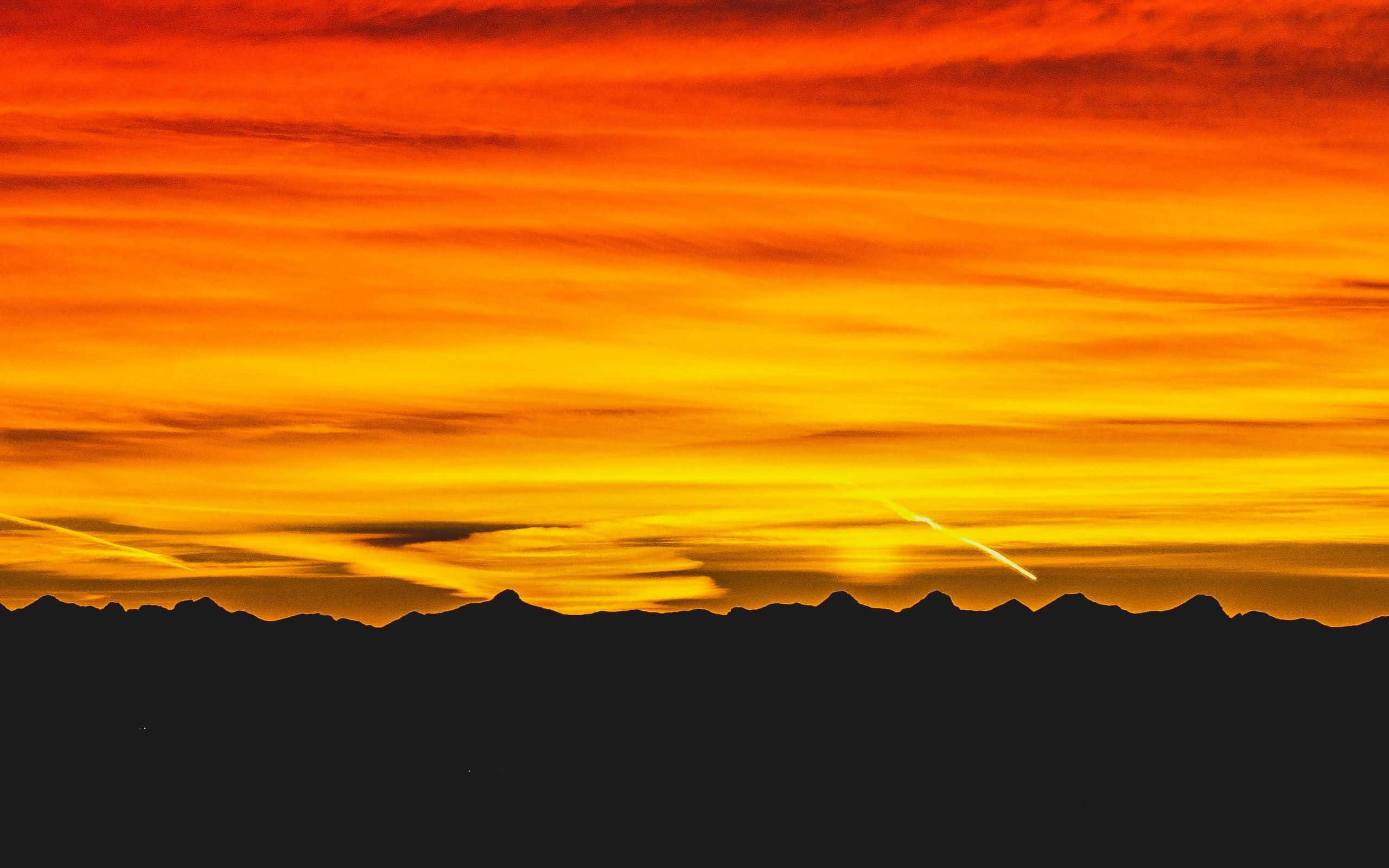 Yellow Sky, sunset, fiery orange and yellow sky, 2K Desktop Wallpaper