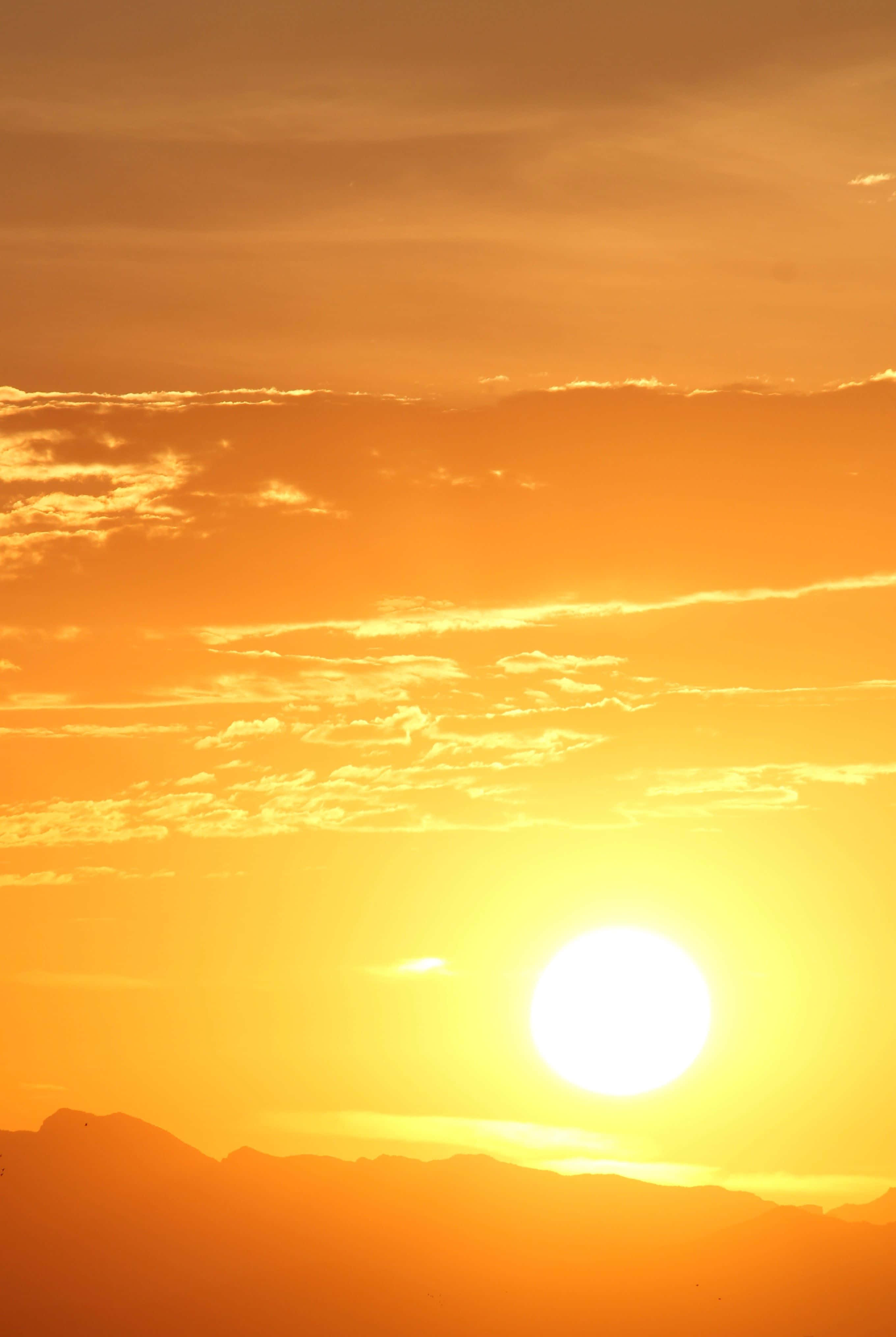 Yellow Sky, sunset, mountains, 4K Phone Wallpaper