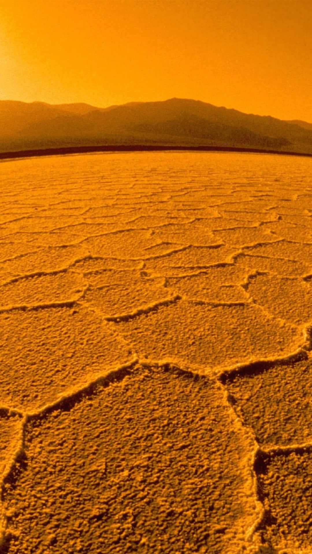 Yellow Sky, sunset, cracked salt flat, Full HD Phone Wallpaper