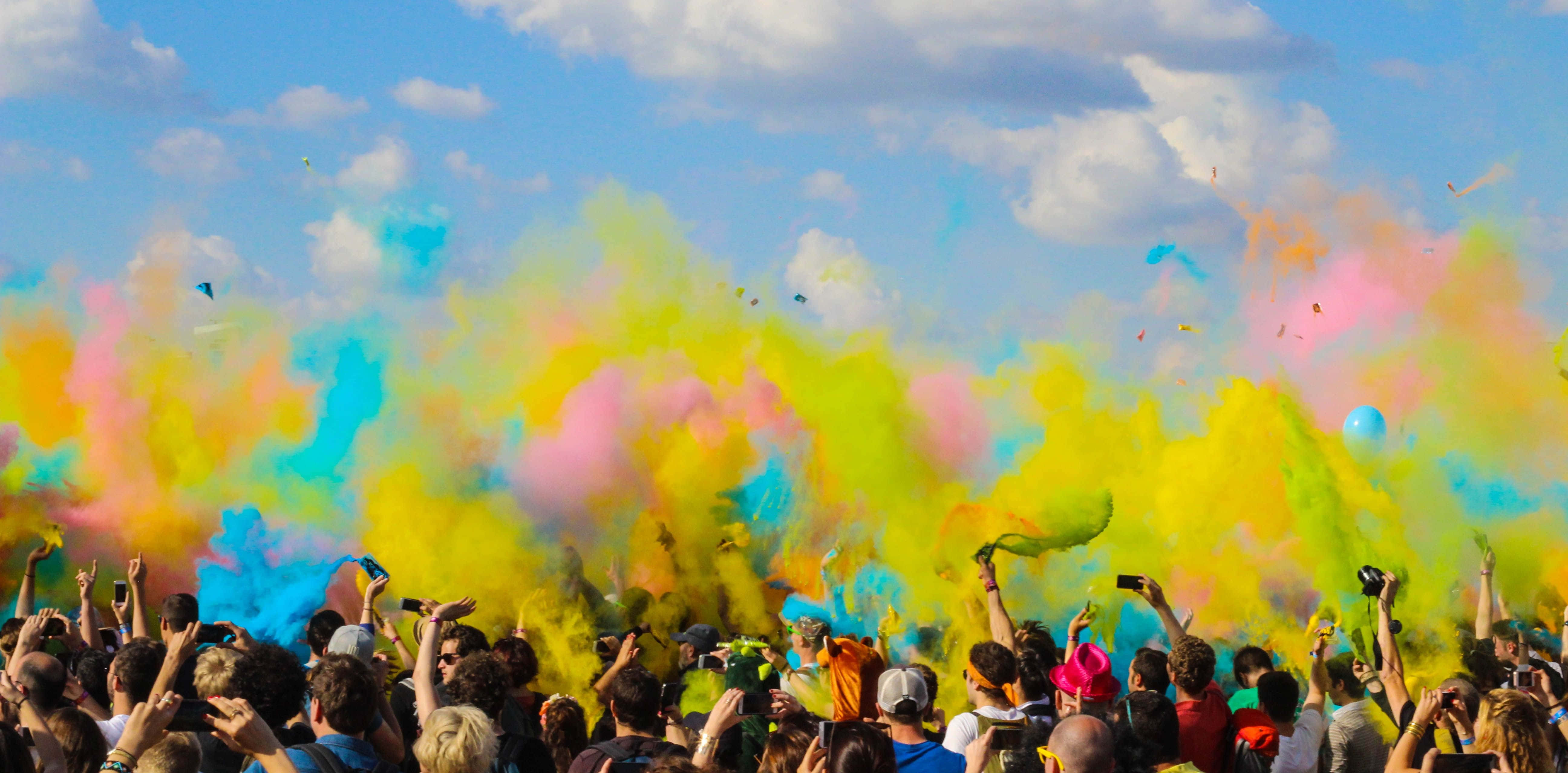 Vibrant Yellow Summer Field, bright blue sky, daytime festival, 5K Desktop Wallpaper