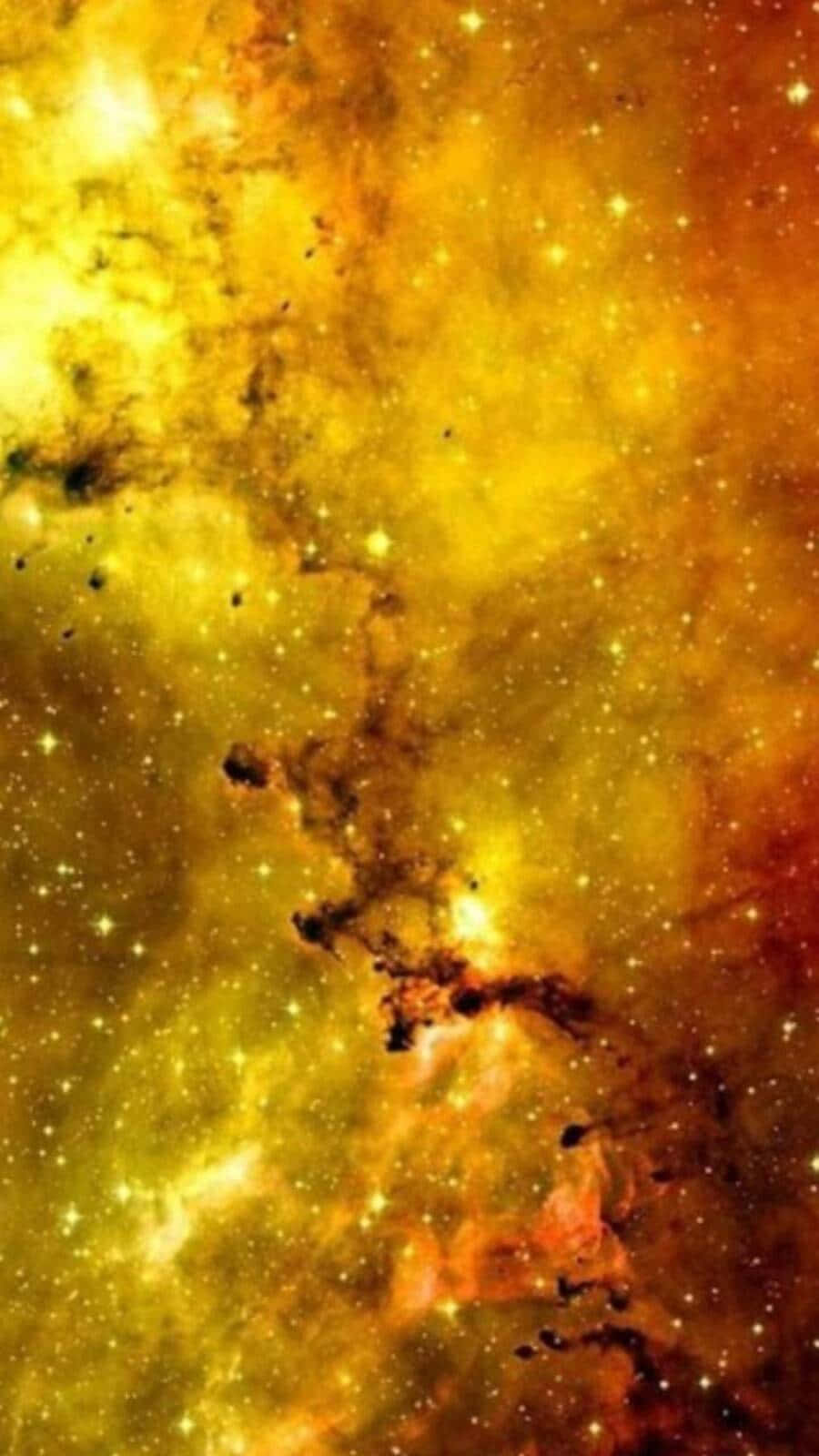 Yellow Galaxy, Night Sky, golden nebula, HD Phone Wallpaper