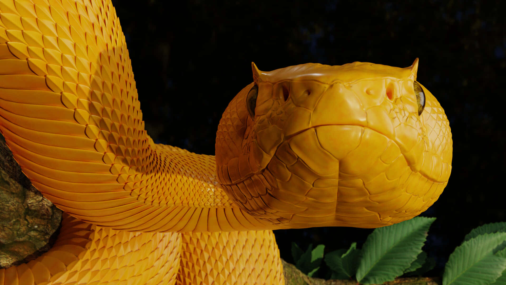 Yellow Snake, vivid yellow, detailed scales, Full HD Desktop Wallpaper