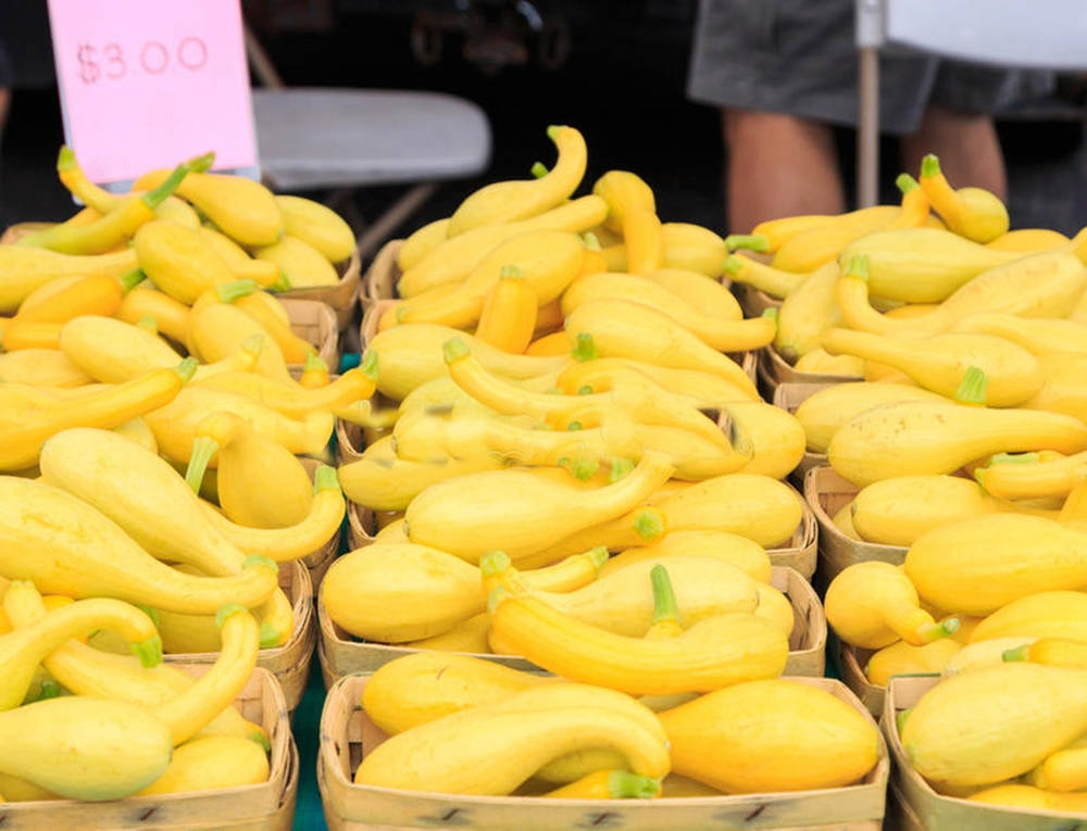 yellow squash, summer squash, woven baskets, SD Desktop Wallpaper