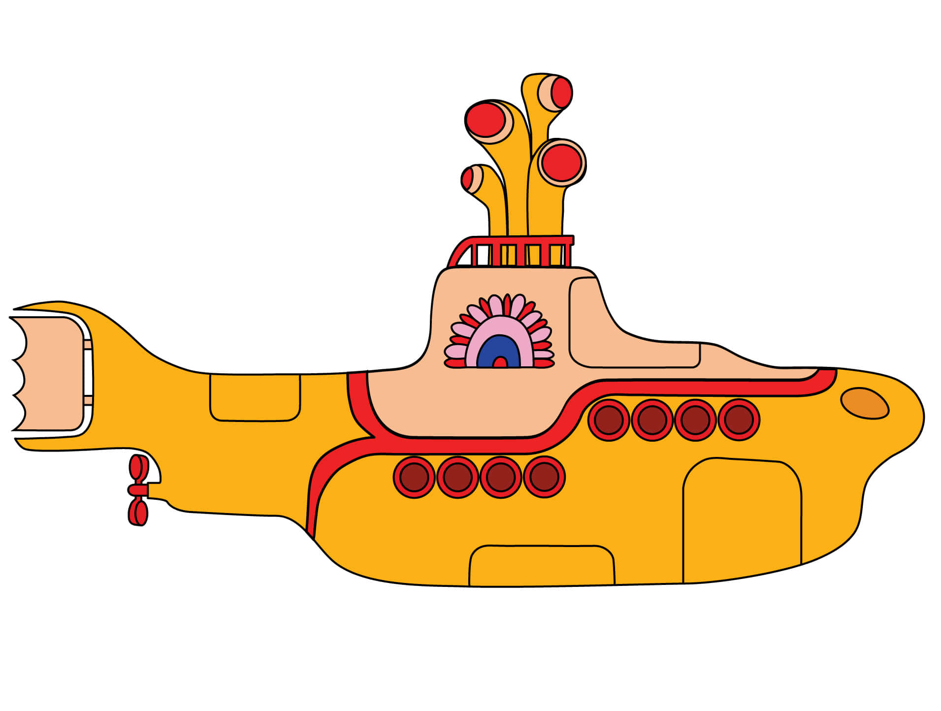 Yellow Submarine, 1911 x 1444, red accents, HD Desktop Wallpaper
