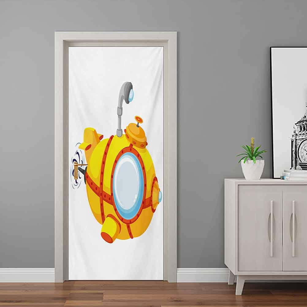 Yellow Submarine, bright yellow, blue portholes, SD Desktop Wallpaper