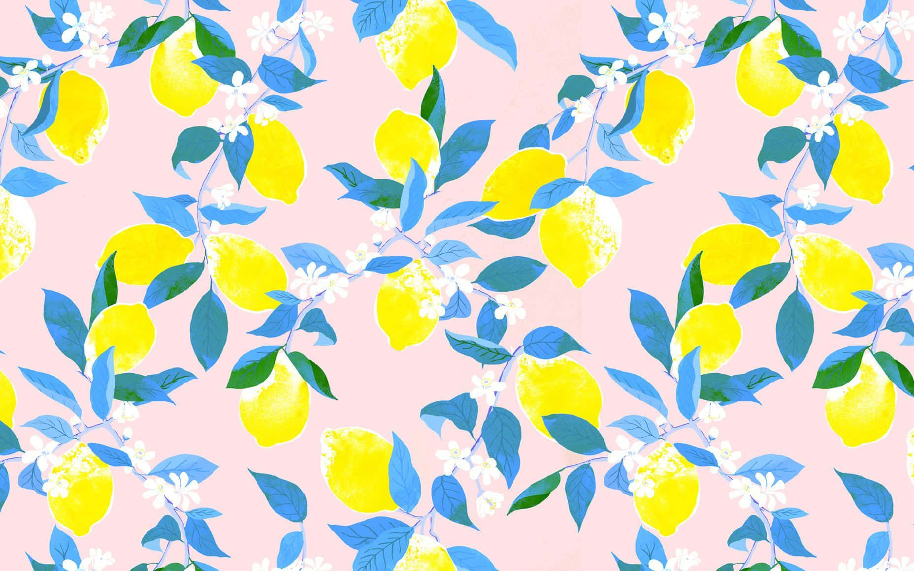 Yellow Summer, lemons, blue-green leaves, HD Desktop Wallpaper