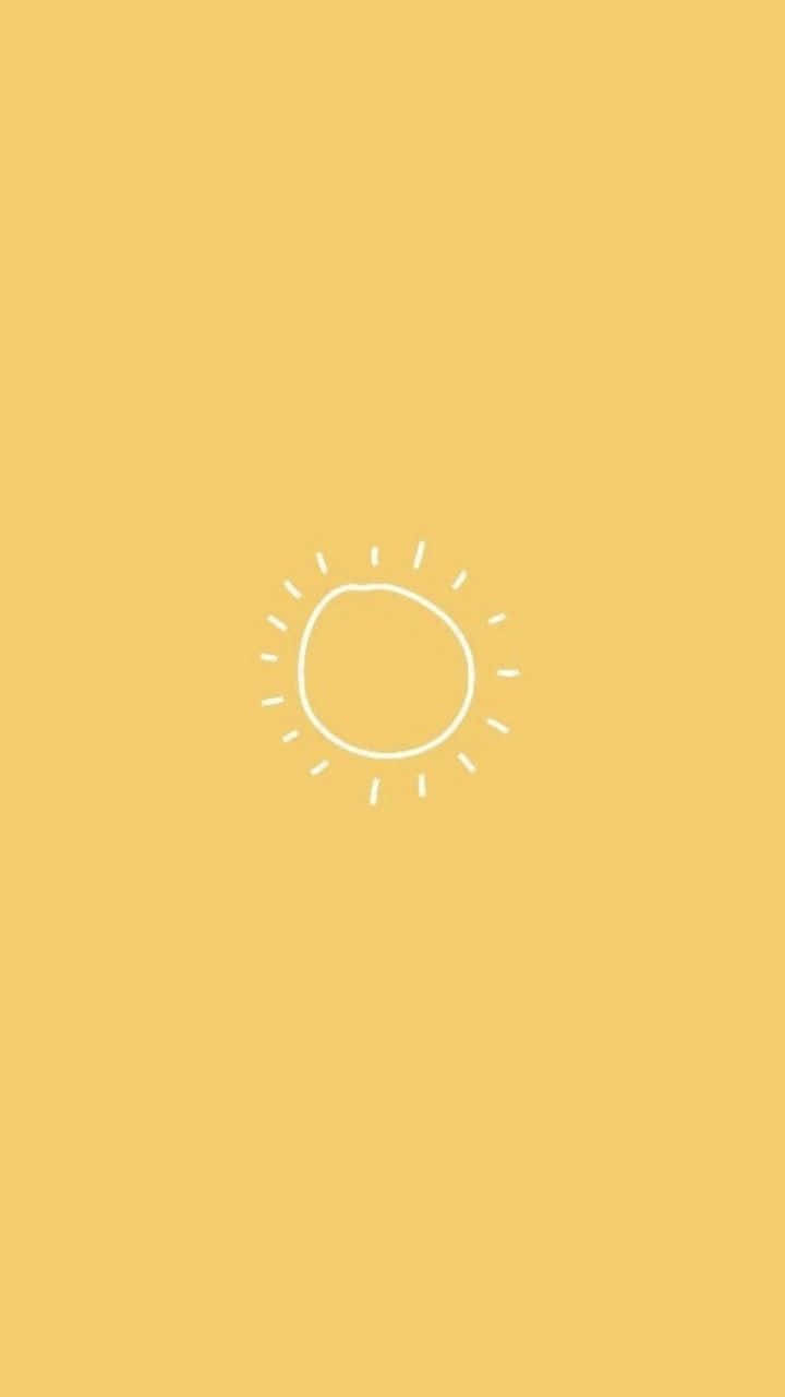 mustard yellow, white sun doodle, solid background, HD Phone Wallpaper