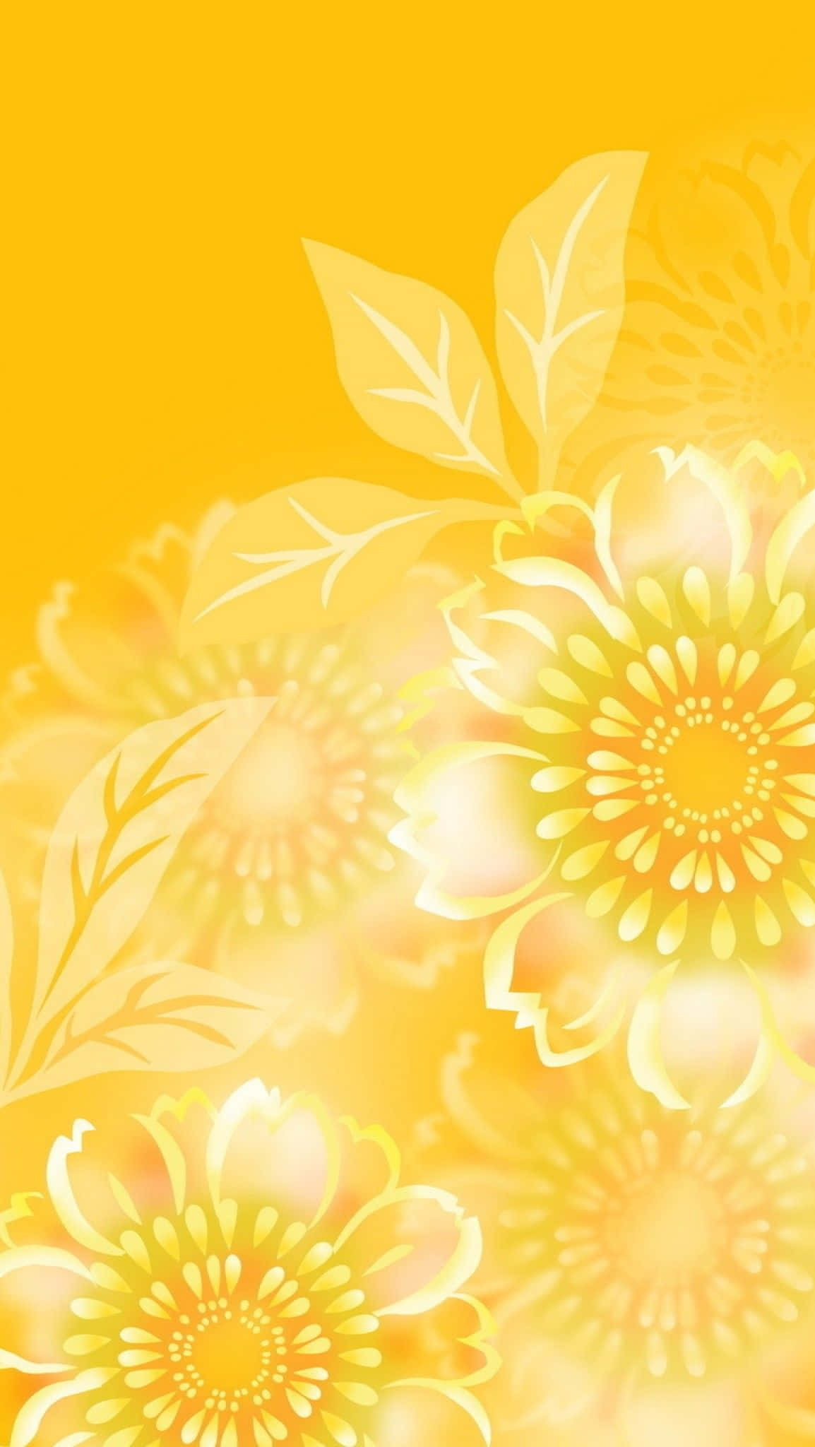 Yellow Summer, vibrant yellow, floral pattern, Full HD Phone Wallpaper