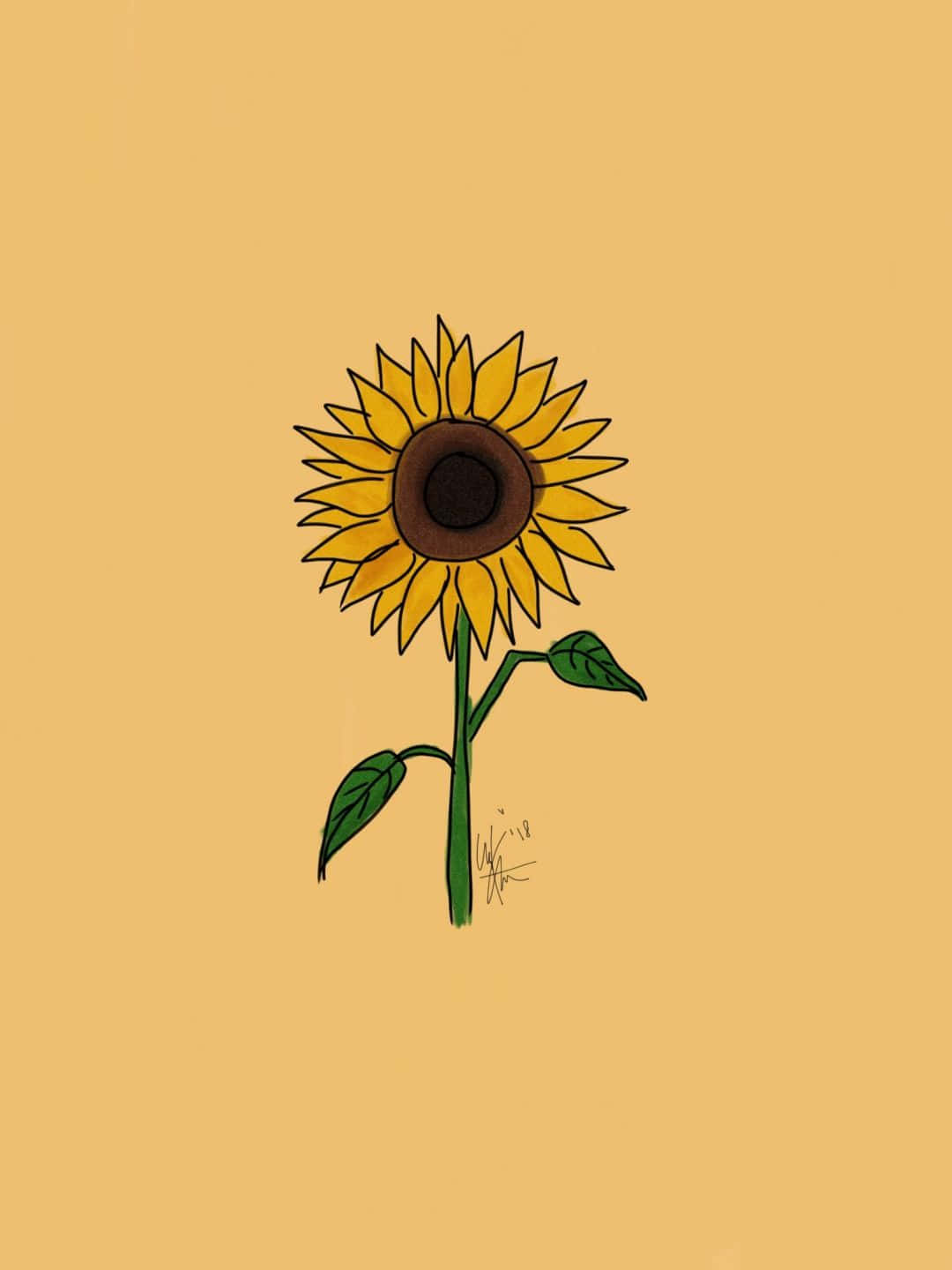 yellow sunflower, bright yellow petals, green stem, HD Phone Wallpaper