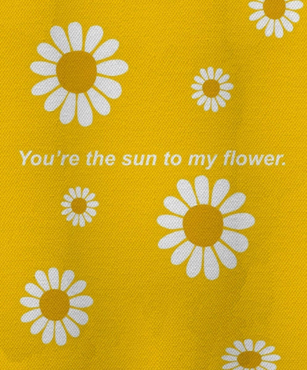 yellow aesthetic, printed sunflowers, vibrant yellow fabric, SD Phone Wallpaper