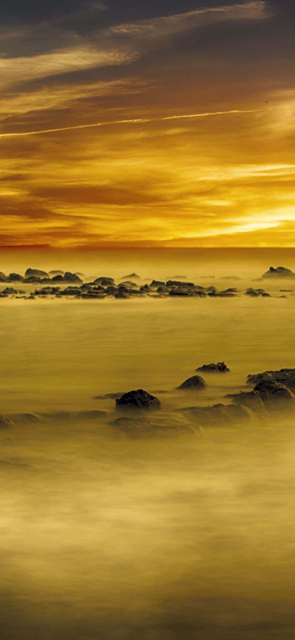 Yellow Sunset, golden sunset, serene ocean, Full HD Phone Wallpaper