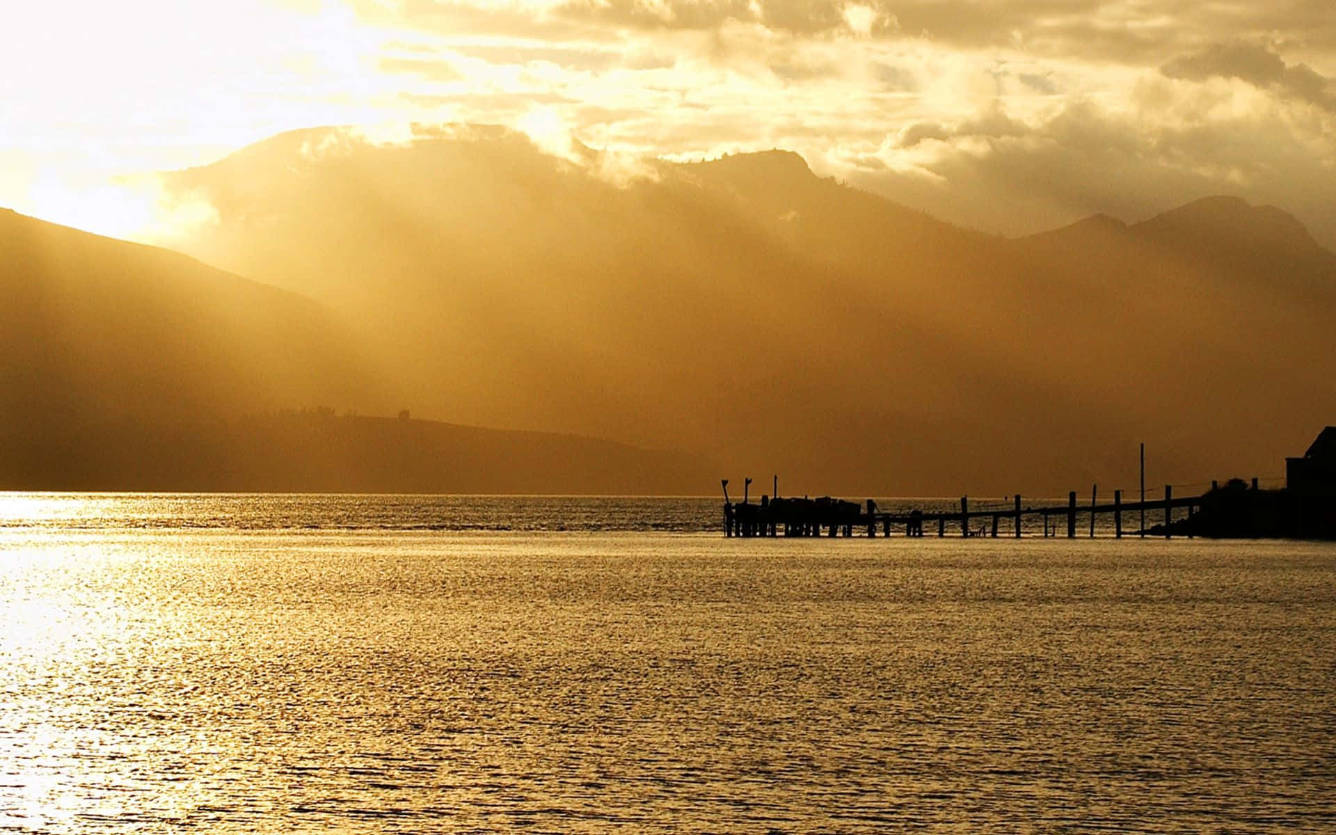 Yellow Sunset, sunset, golden sunbeams, Full HD Desktop Wallpaper
