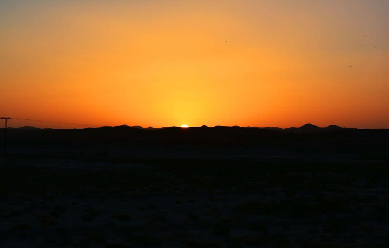 Yellow Sunset, desert sunset, fiery orange sky, HD Desktop Wallpaper