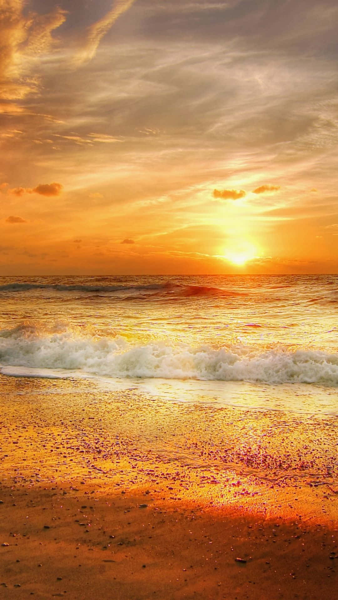 Yellow Sky, sunset, ocean, Full HD Phone Wallpaper
