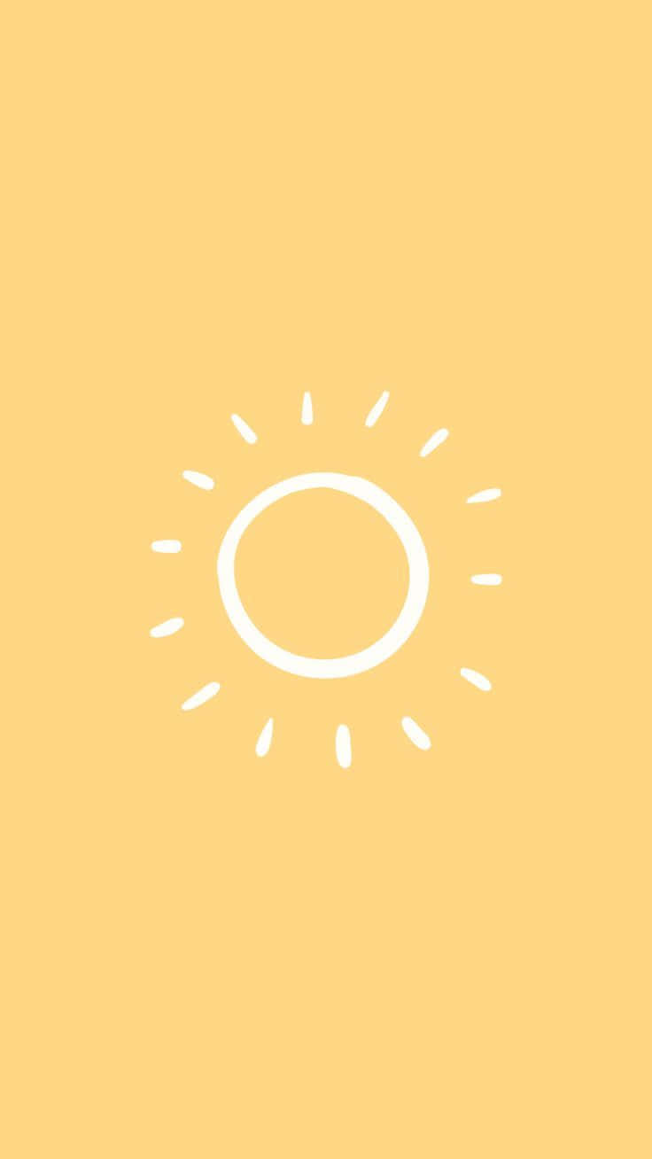 Sunny_ Yellow_ Background Wallpaper, minimalist white sun icon, short rays, HD Phone Wallpaper