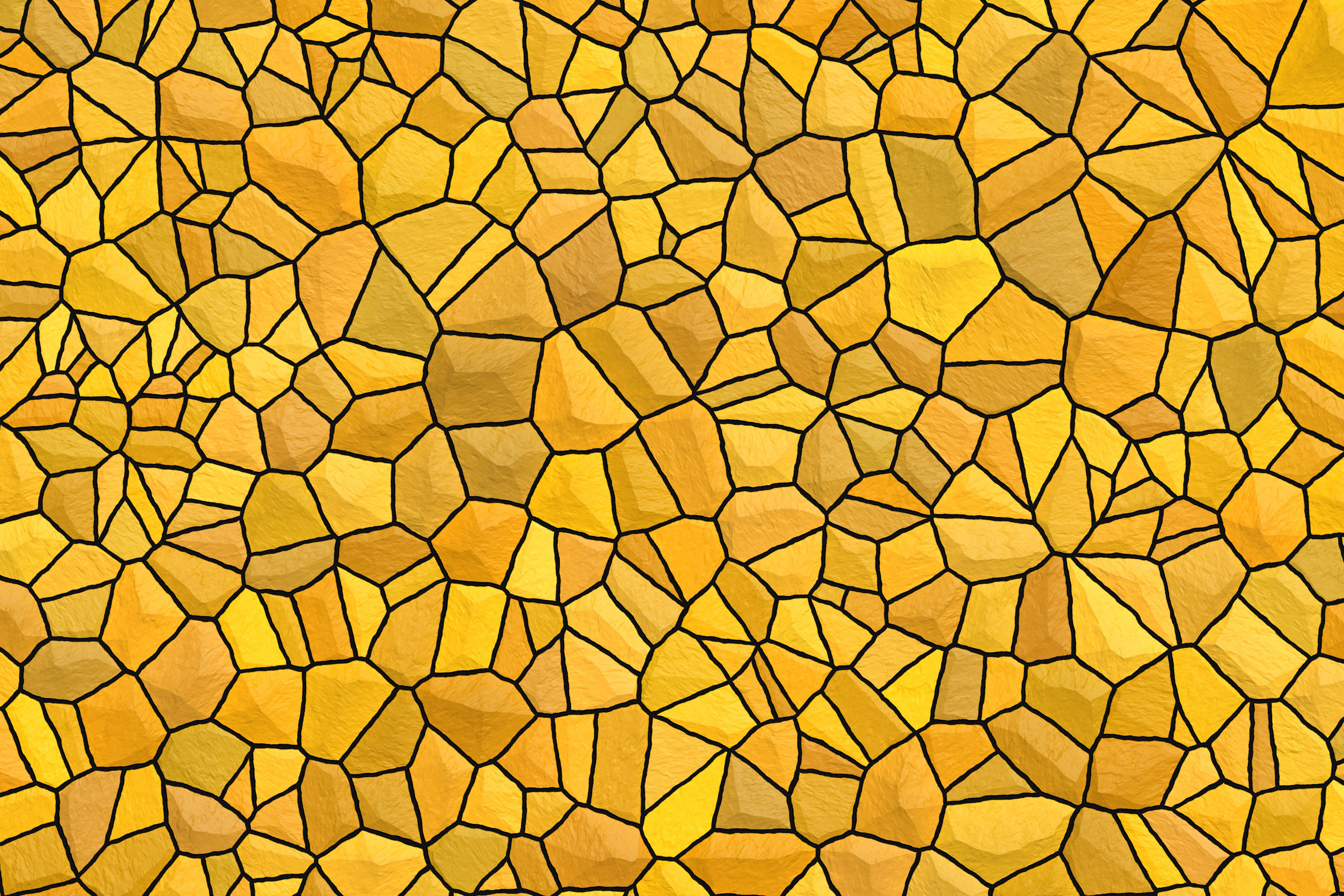 black and yellow texture, golden-yellow stone tiles, bold black outlines, 2K Desktop Wallpaper
