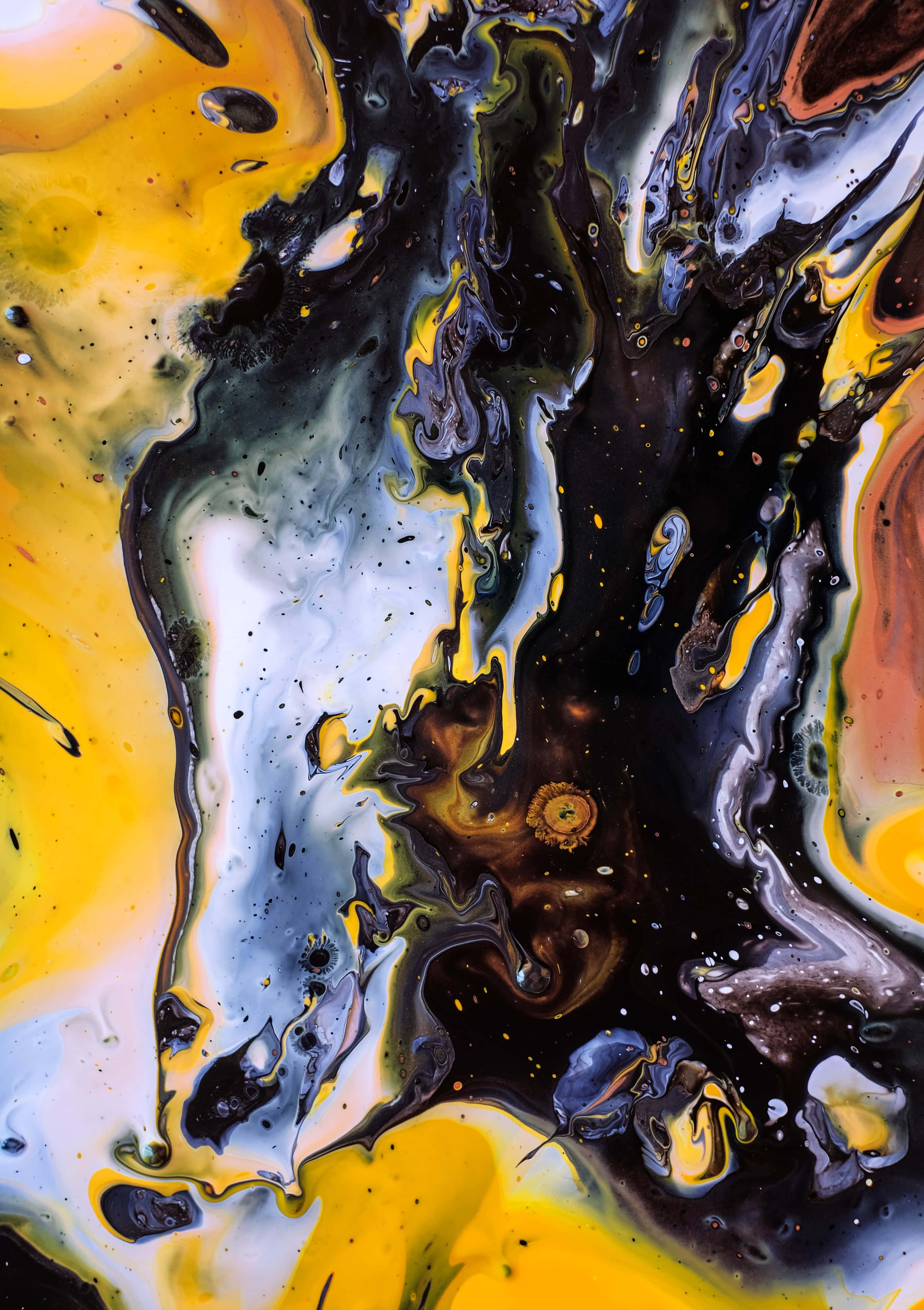 black, yellow, silver, 4K Phone Wallpaper