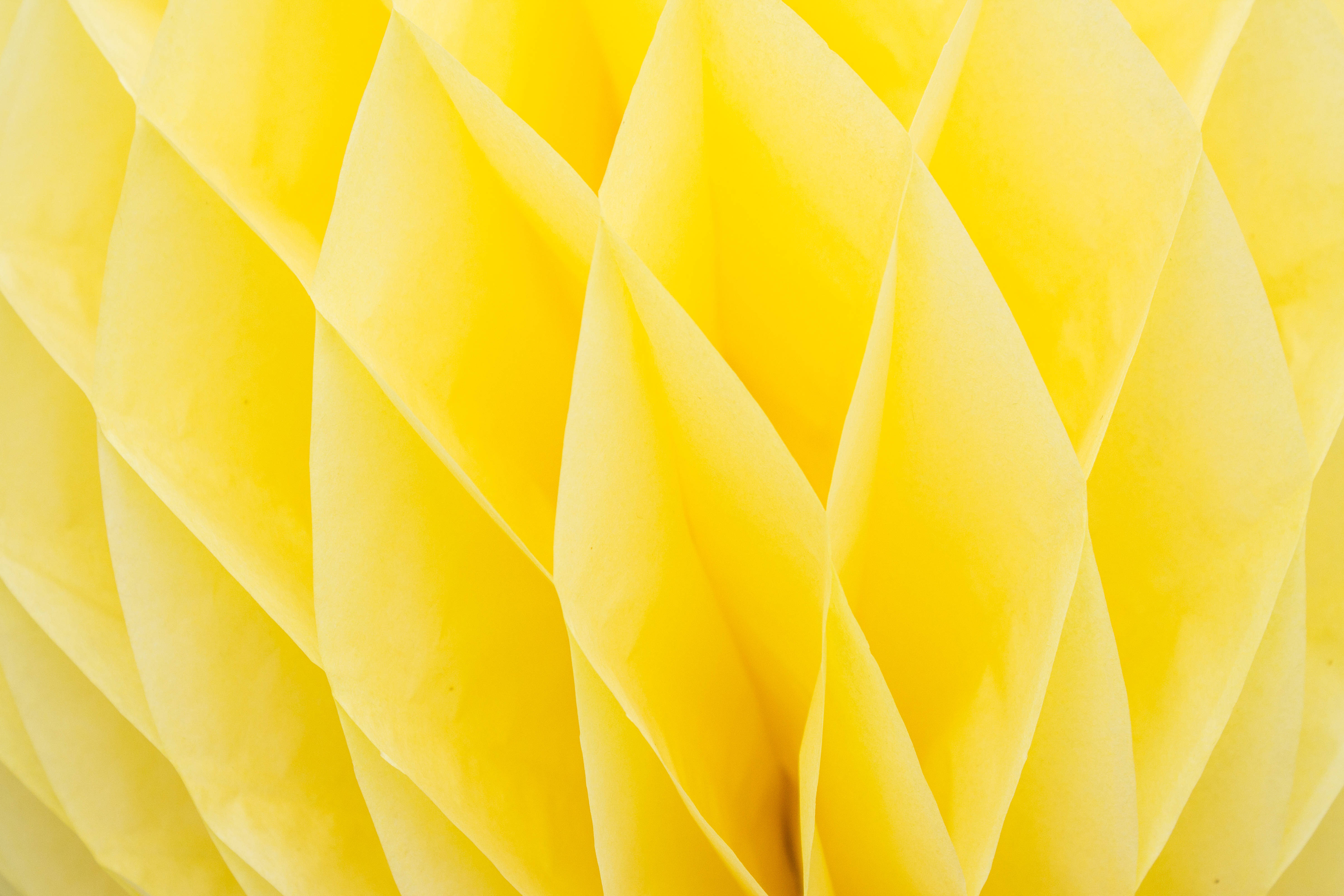 yellow honeycomb paper decoration, bright yellow, soft folds, 4K Desktop Wallpaper