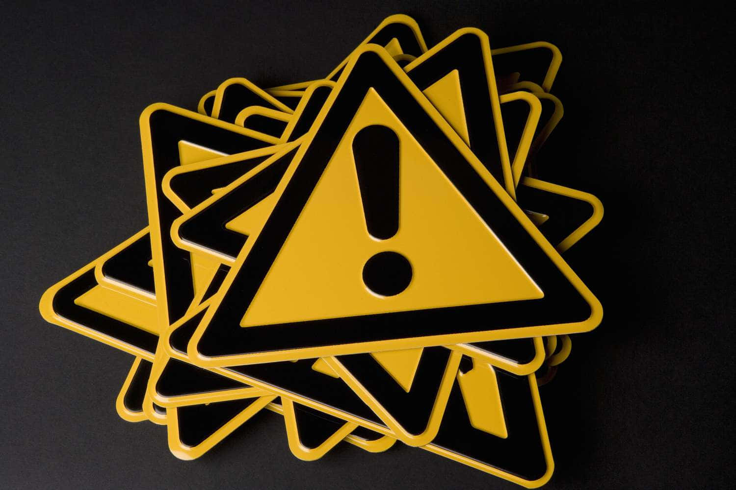 Yellow Triangle, bright yellow warning signs, black exclamation marks, HD Desktop Wallpaper