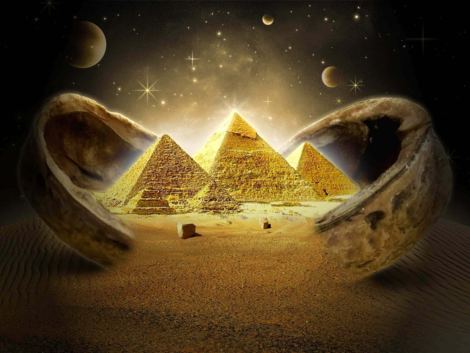 Yellow Triangle, 1600 x 1200, starry sky, HD Desktop Wallpaper