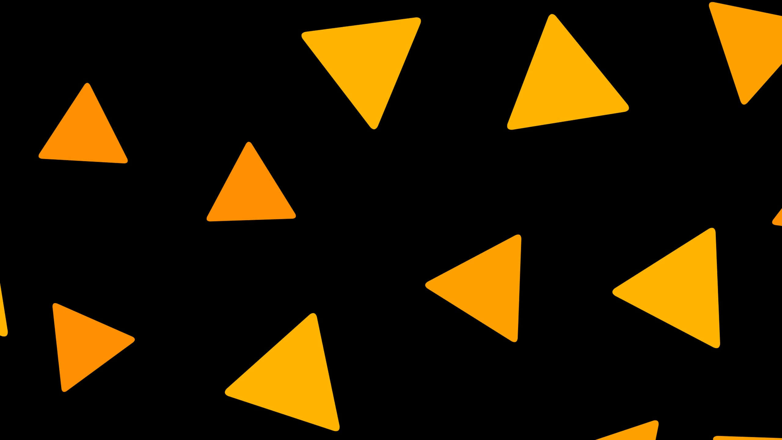 Yellow Triangle, vibrant orange triangles, stark black background, 2K Desktop Wallpaper