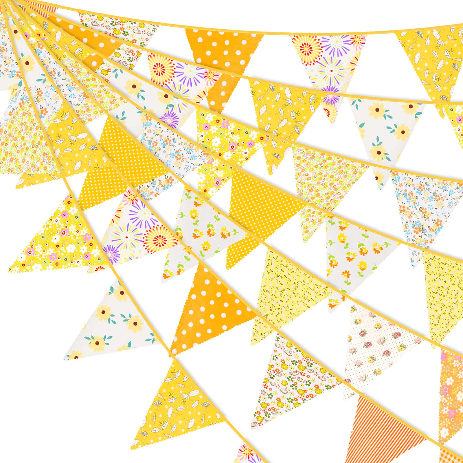 Yellow Triangle, vibrant yellow, triangular bunting flags, HD Desktop Wallpaper