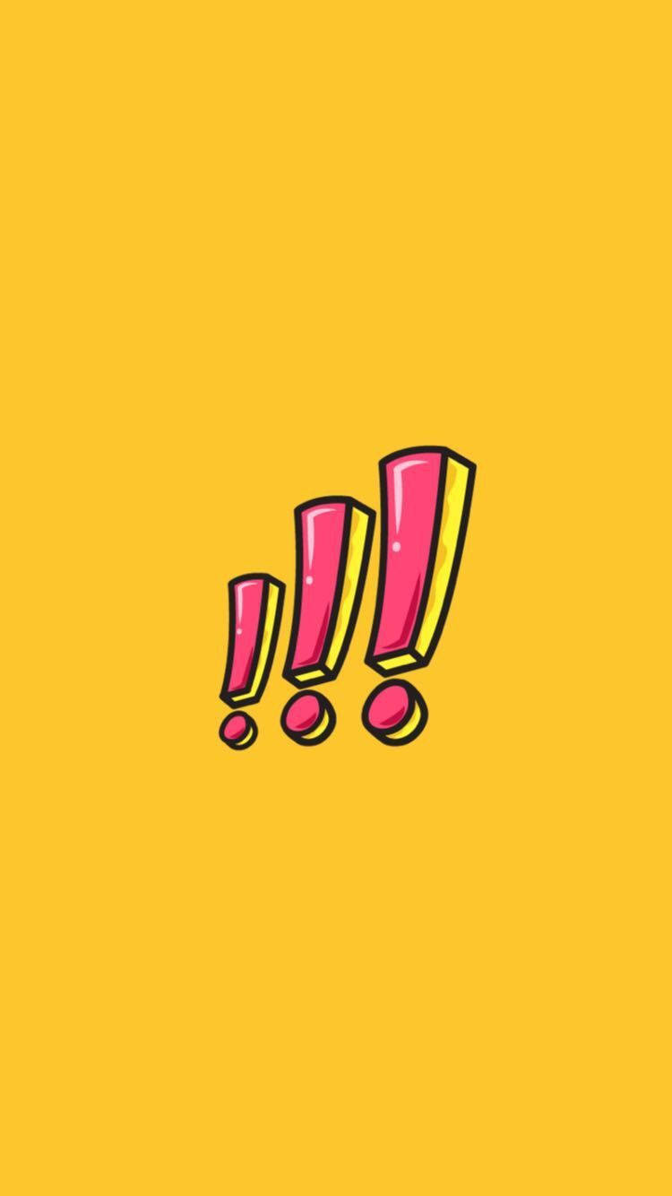 Cool For Girls Exclamation Point, pink exclamation marks, yellow outlines, HD Phone Wallpaper