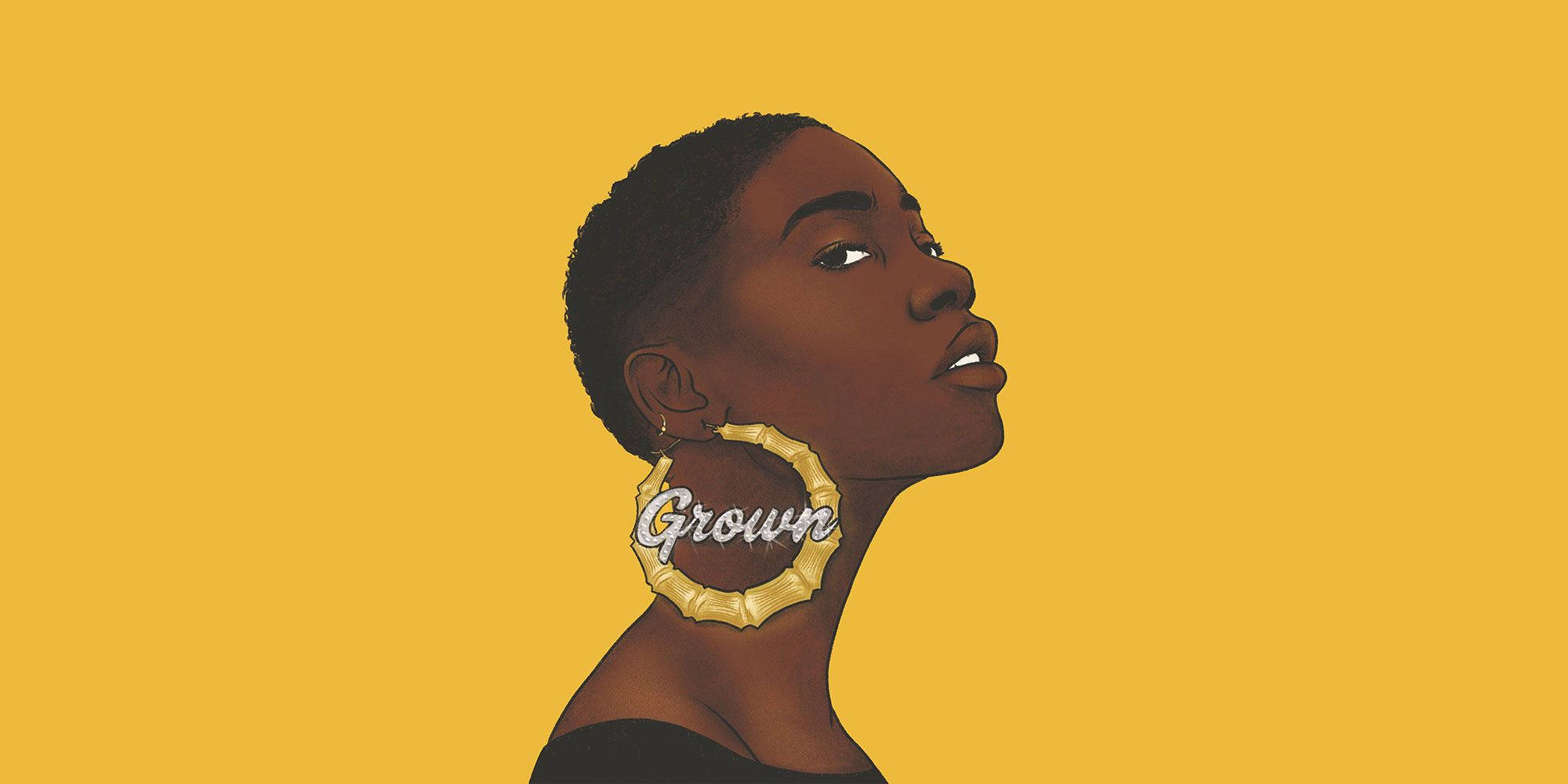 Black woman, hoop earrings, Grown, Full HD Desktop Wallpaper