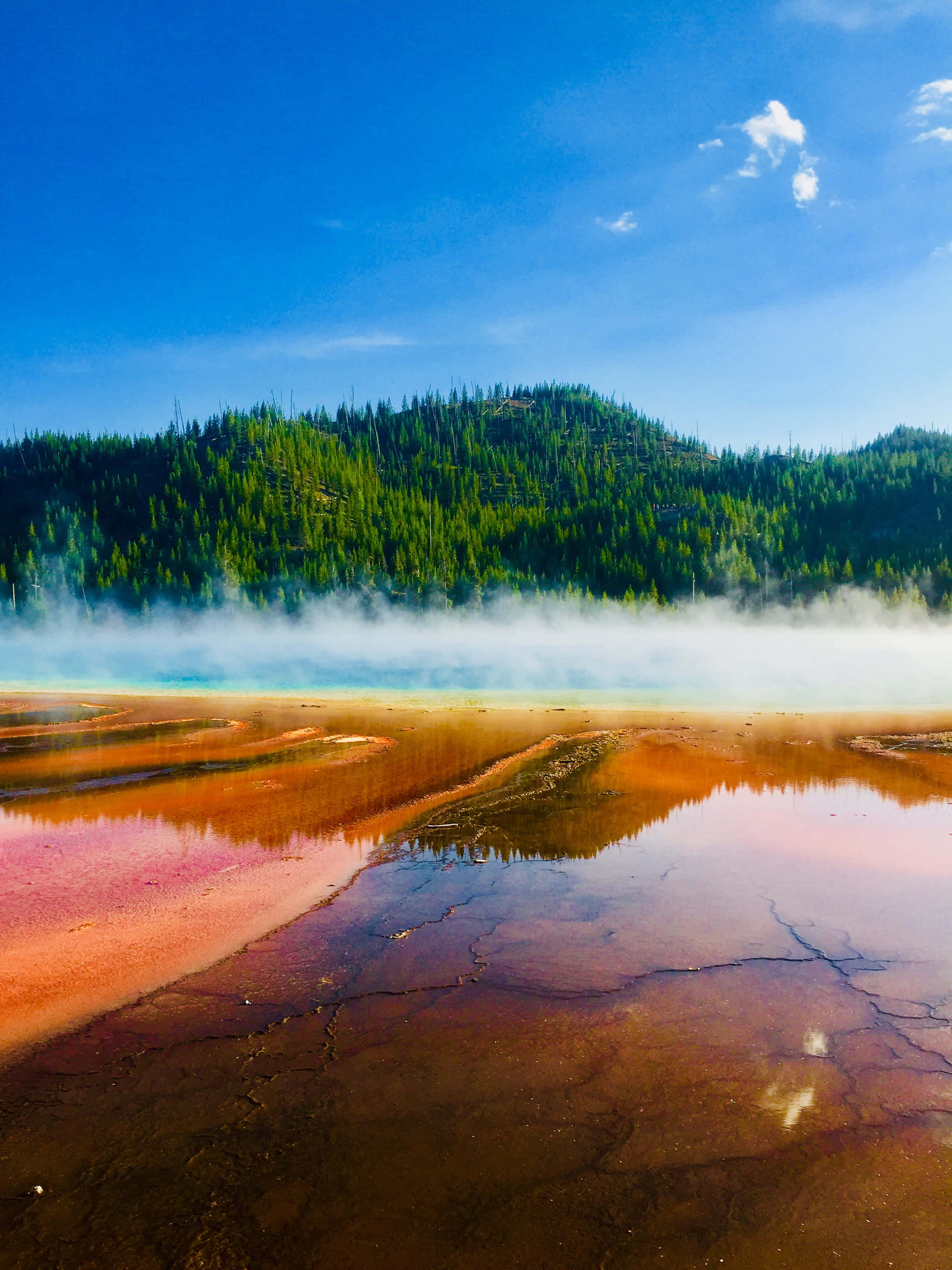 Yellowstone Geysers, orange, pink, 2K Phone Wallpaper