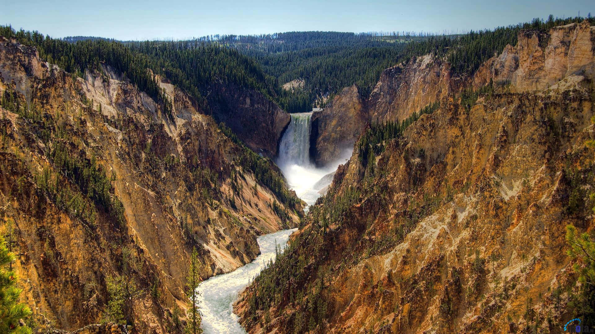 Yellowstone, 1920 x 1080, waterfall, Full HD Desktop Wallpaper