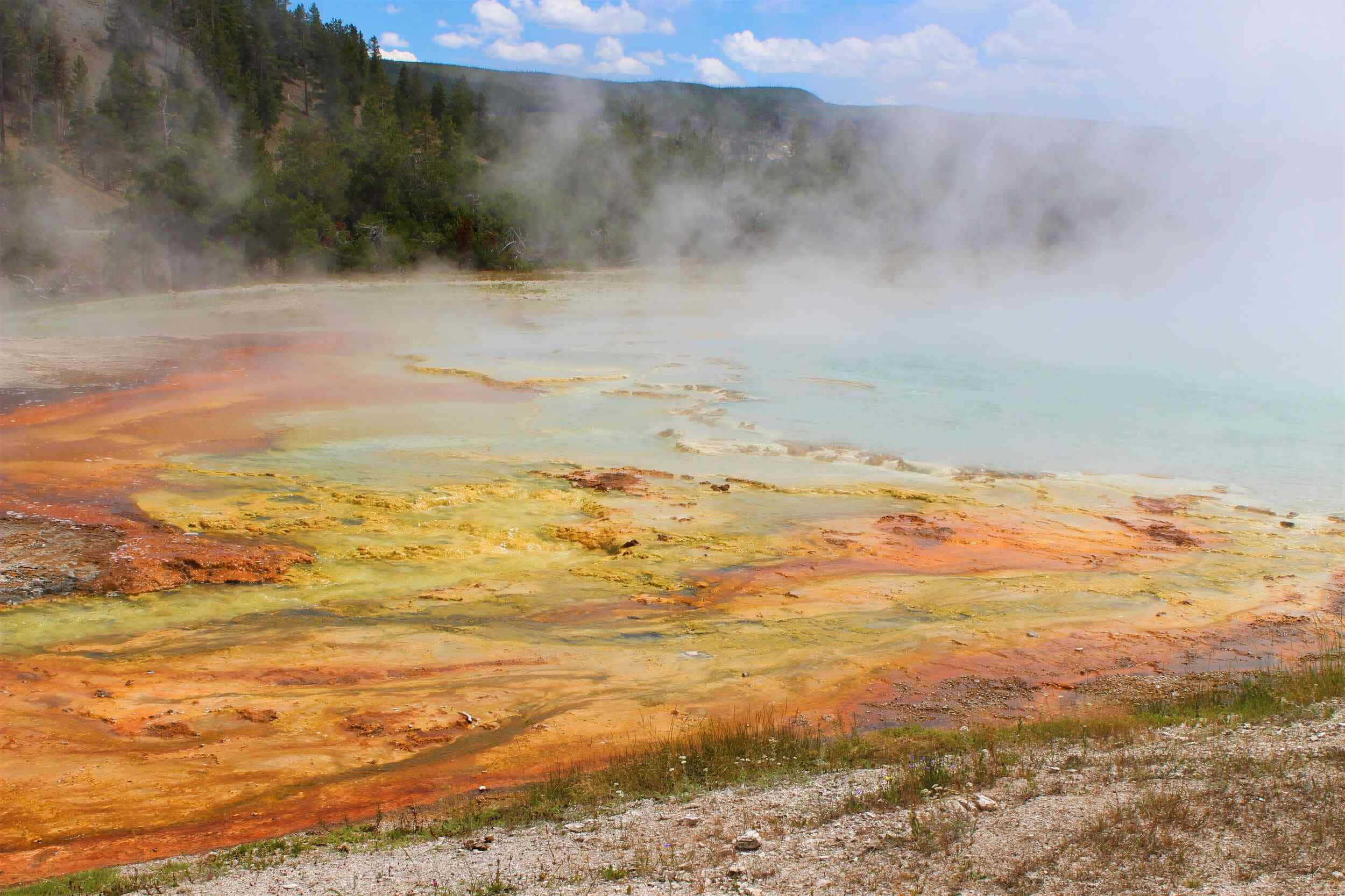 geothermal hot spring, orange yellow, turquoise, Full HD Desktop Wallpaper