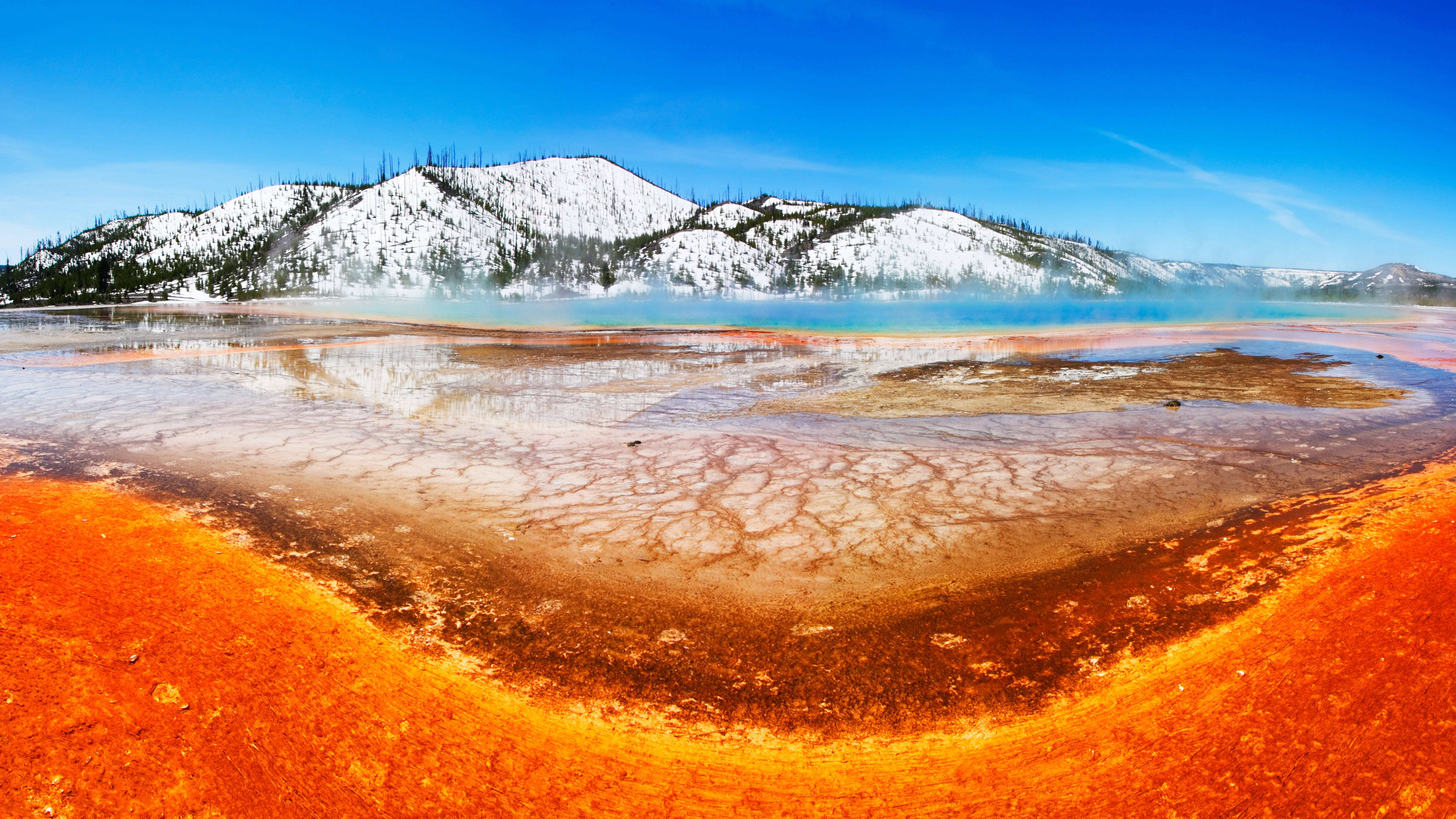 Yellowstone National Park, chromatic spring, turquoise water, 8K Desktop Wallpaper