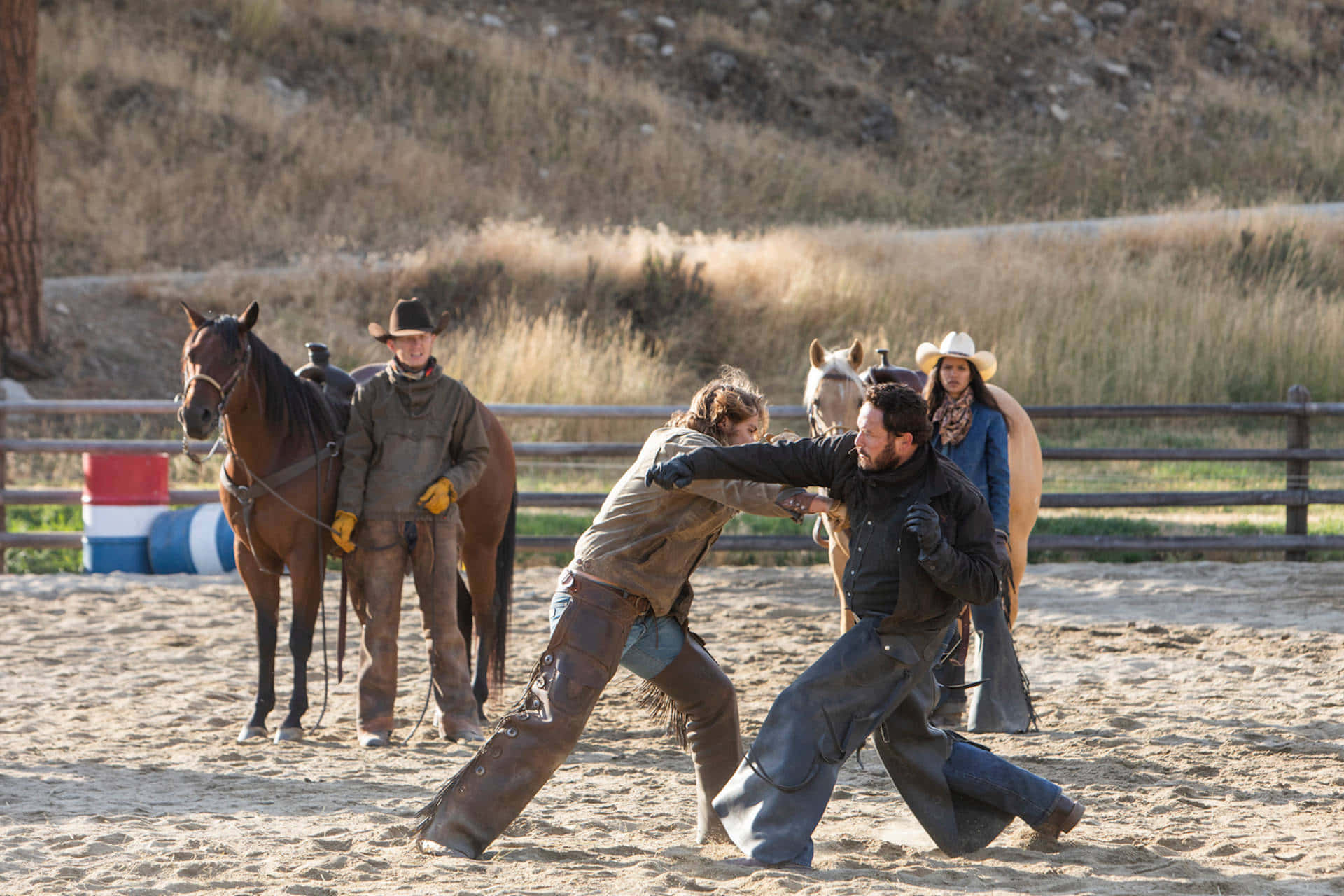 Yellowstone National Park, cowboys, dusty rodeo arena, Full HD Desktop Wallpaper