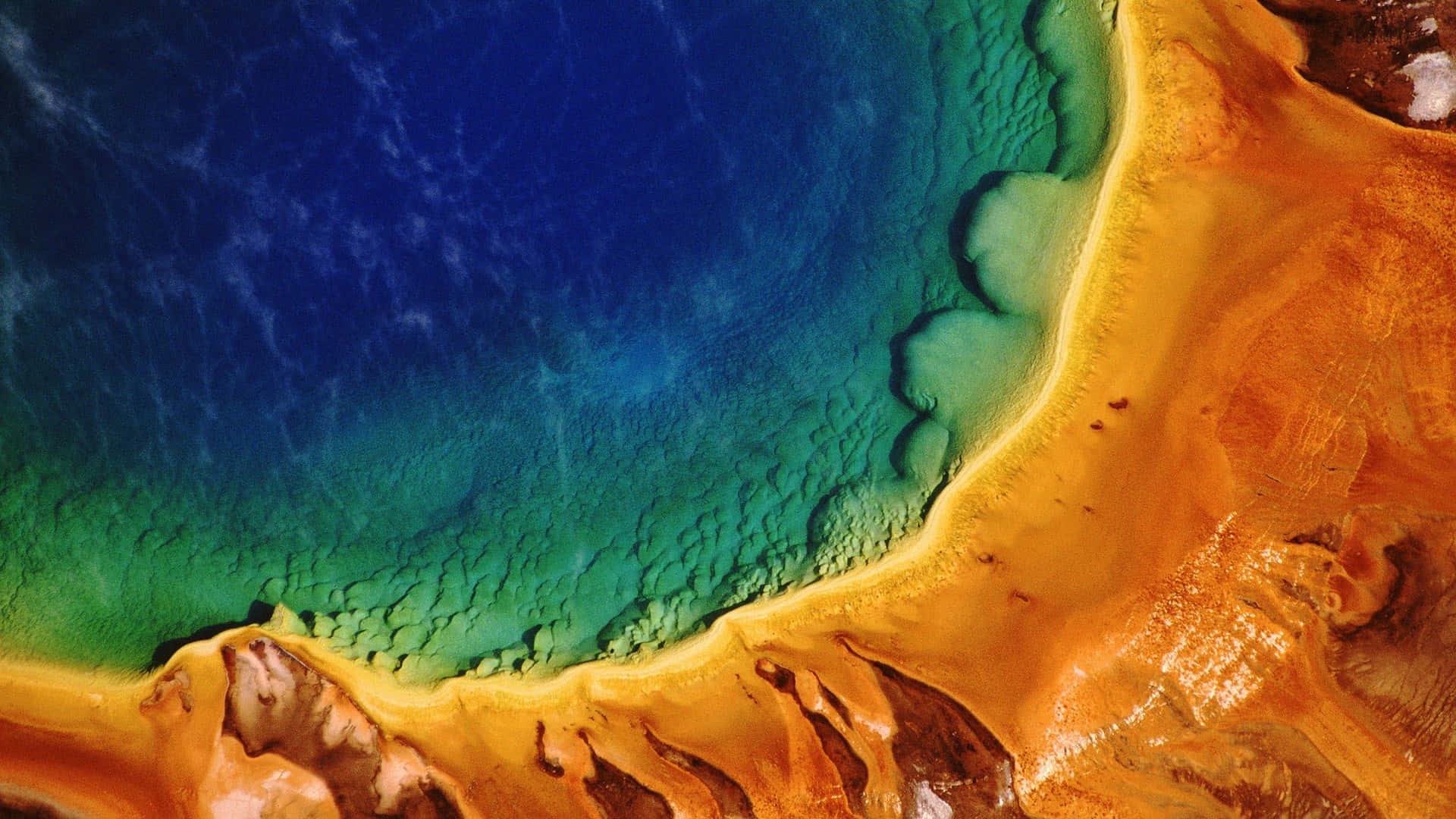 Yellowstone National Park, geothermal pool, blue green water, Full HD Desktop Wallpaper