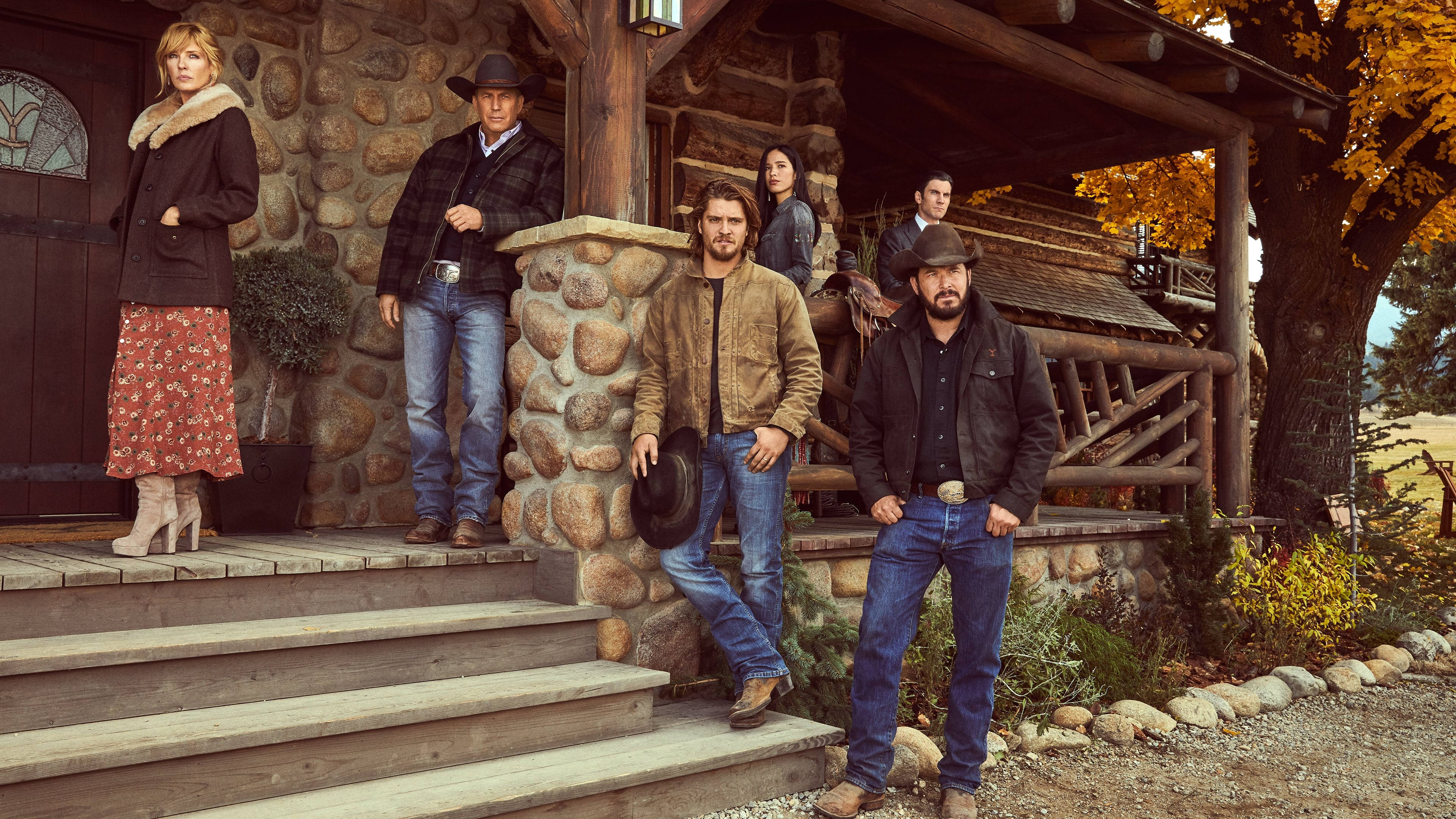 Yellowstone tv show, main characters, cowboy attire, 4K Desktop Wallpaper