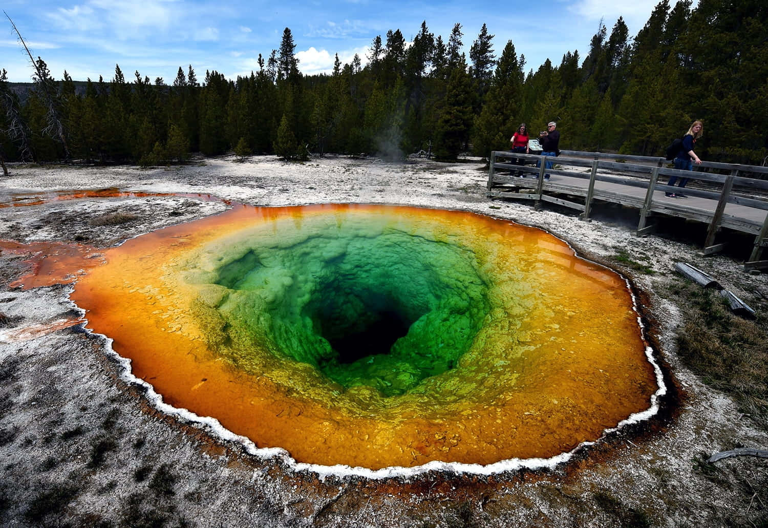 Yellowstone, geysers, green and orange rings, HD Desktop Wallpaper