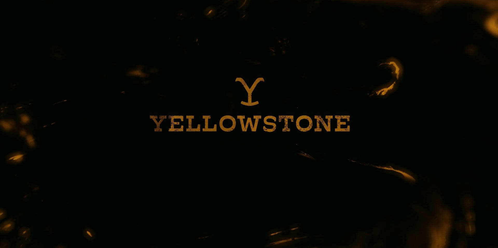 Yellowstone, Golden Yellowstone logo, dark textured background, Full HD Desktop Wallpaper