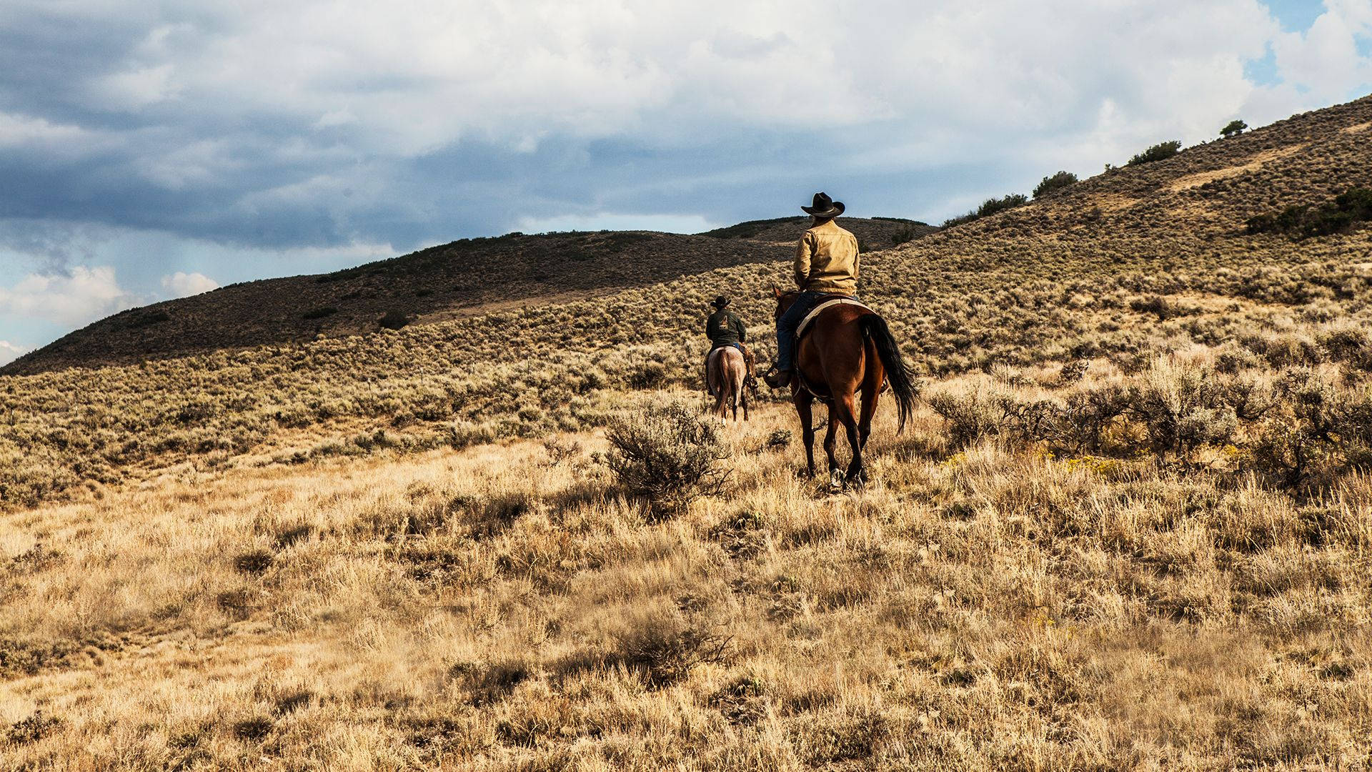 Yellowstone, cowboys, horses, Full HD Desktop Wallpaper