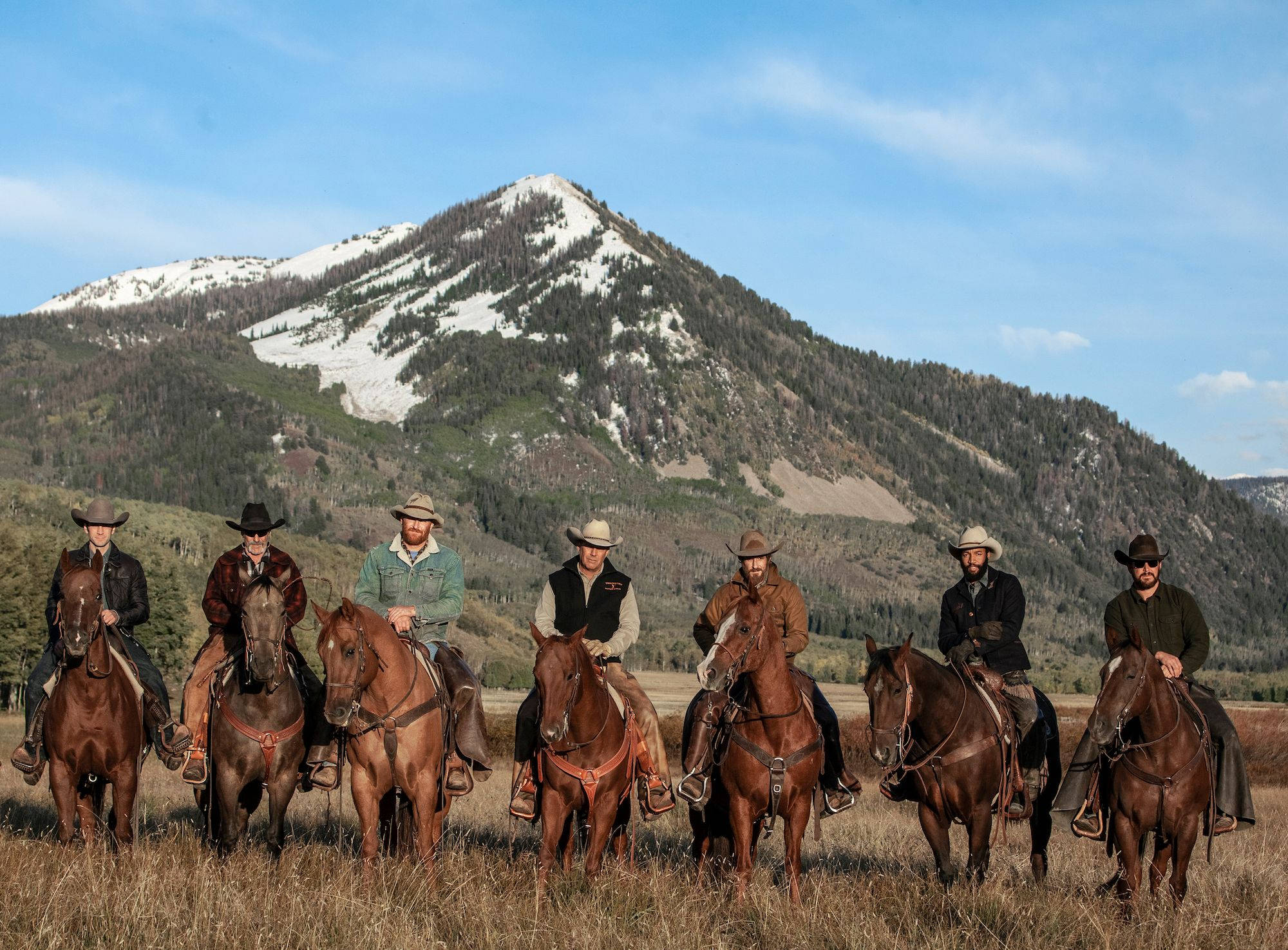 Yellowstone, cowboys, horseback, Full HD Desktop Wallpaper