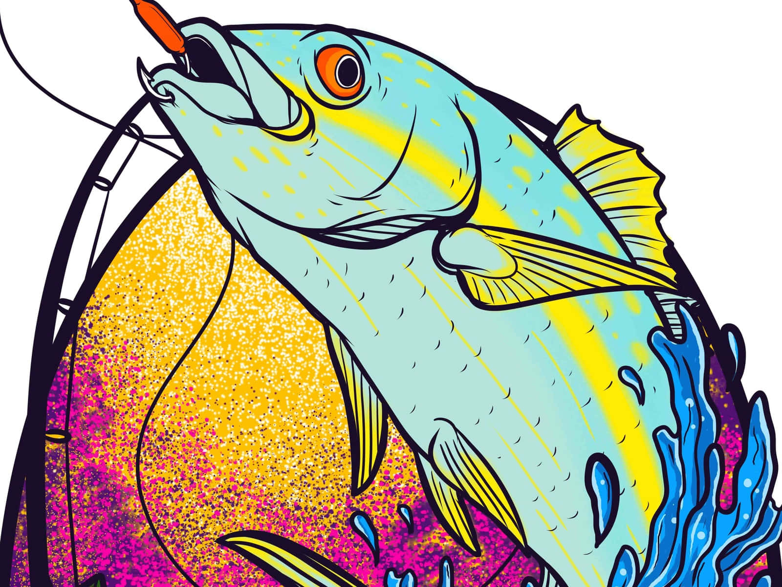 Colorful Yellowtail Snapper, cartoon fish, fishing lure, HD Desktop Wallpaper
