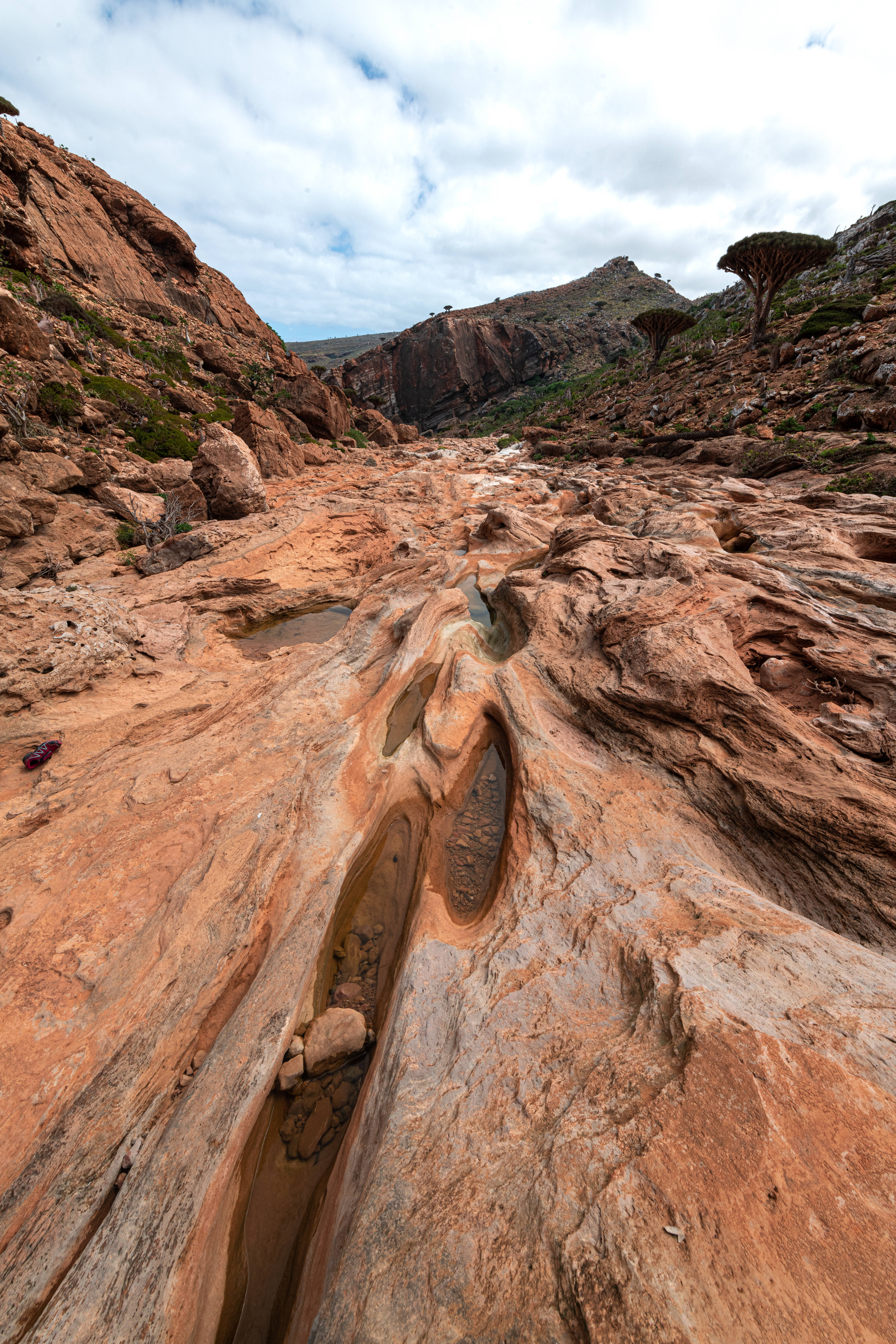 Yemen, rock formations, textured orange rock, 8K Phone Wallpaper