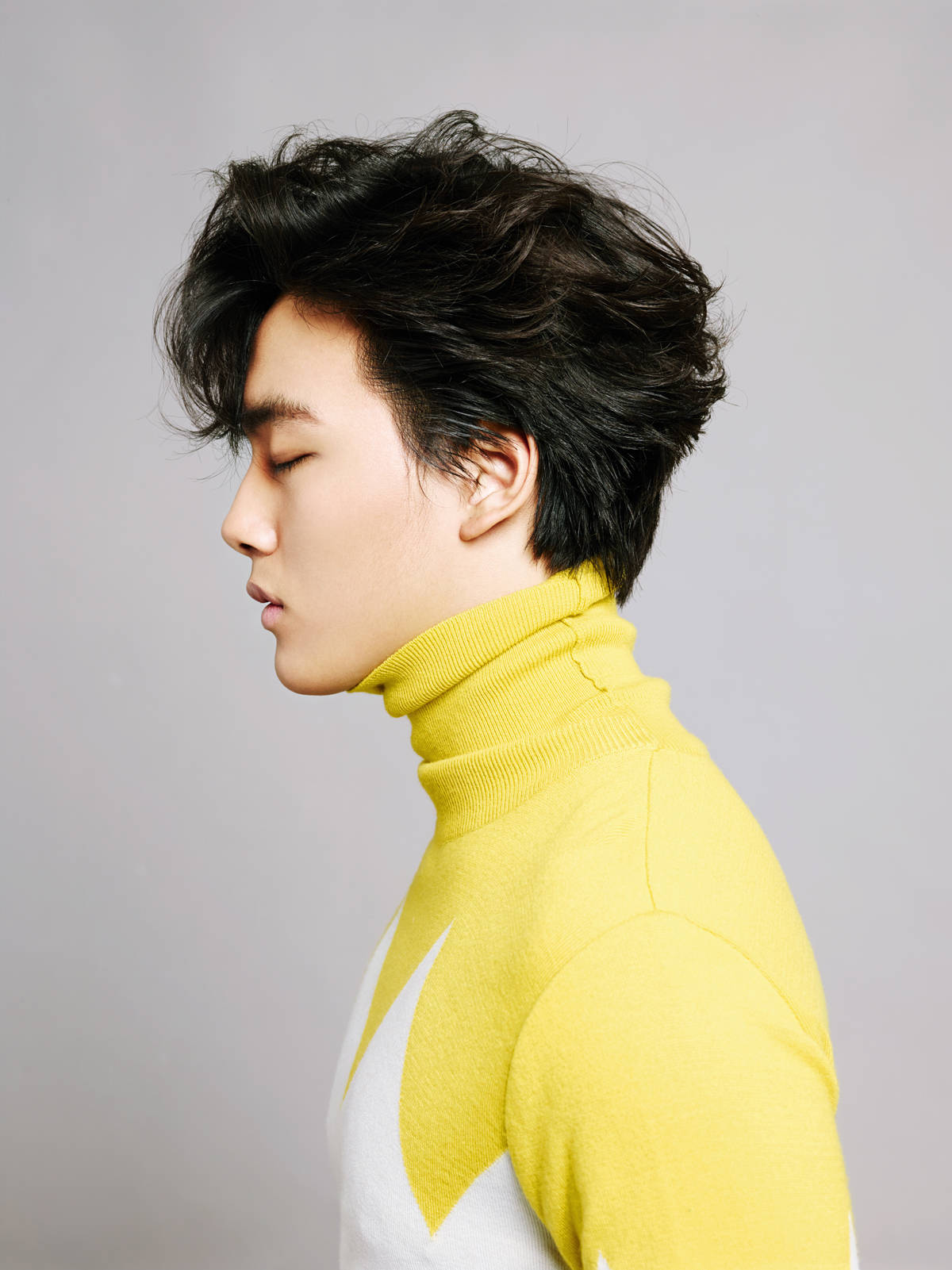 Yeo Jin Goo, vibrant yellow turtleneck sweater, profile pose, HD Phone Wallpaper
