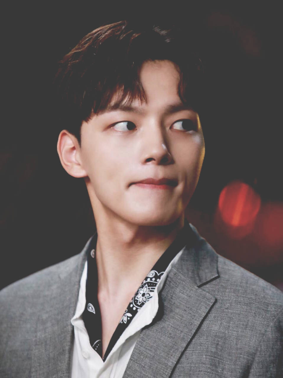Yeo Jin Goo, gray tuxedo, patterned shirt, HD Phone Wallpaper