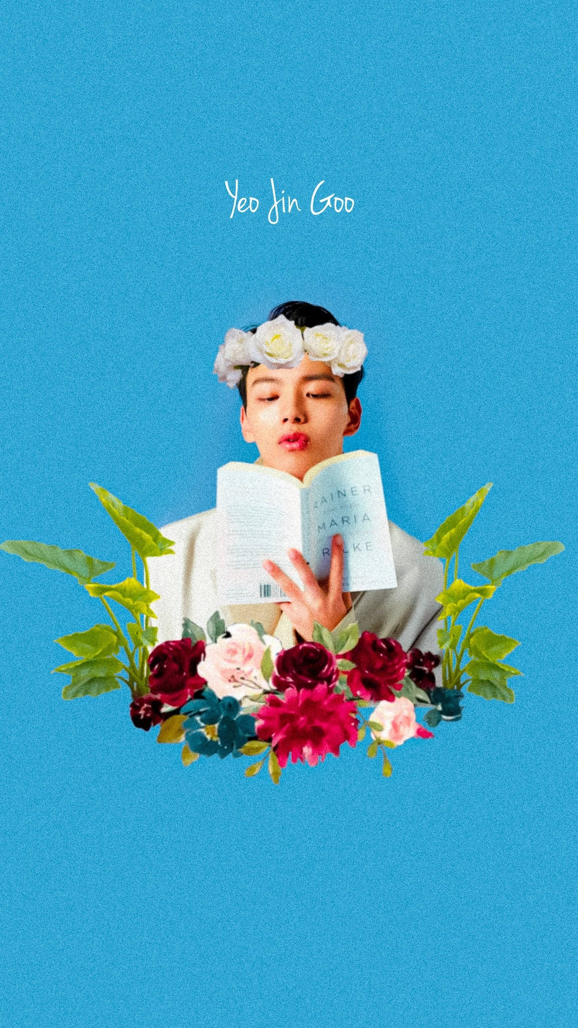 Yeo Jin Goo, floral crown, vibrant red pink and white flowers, Full HD Phone Wallpaper