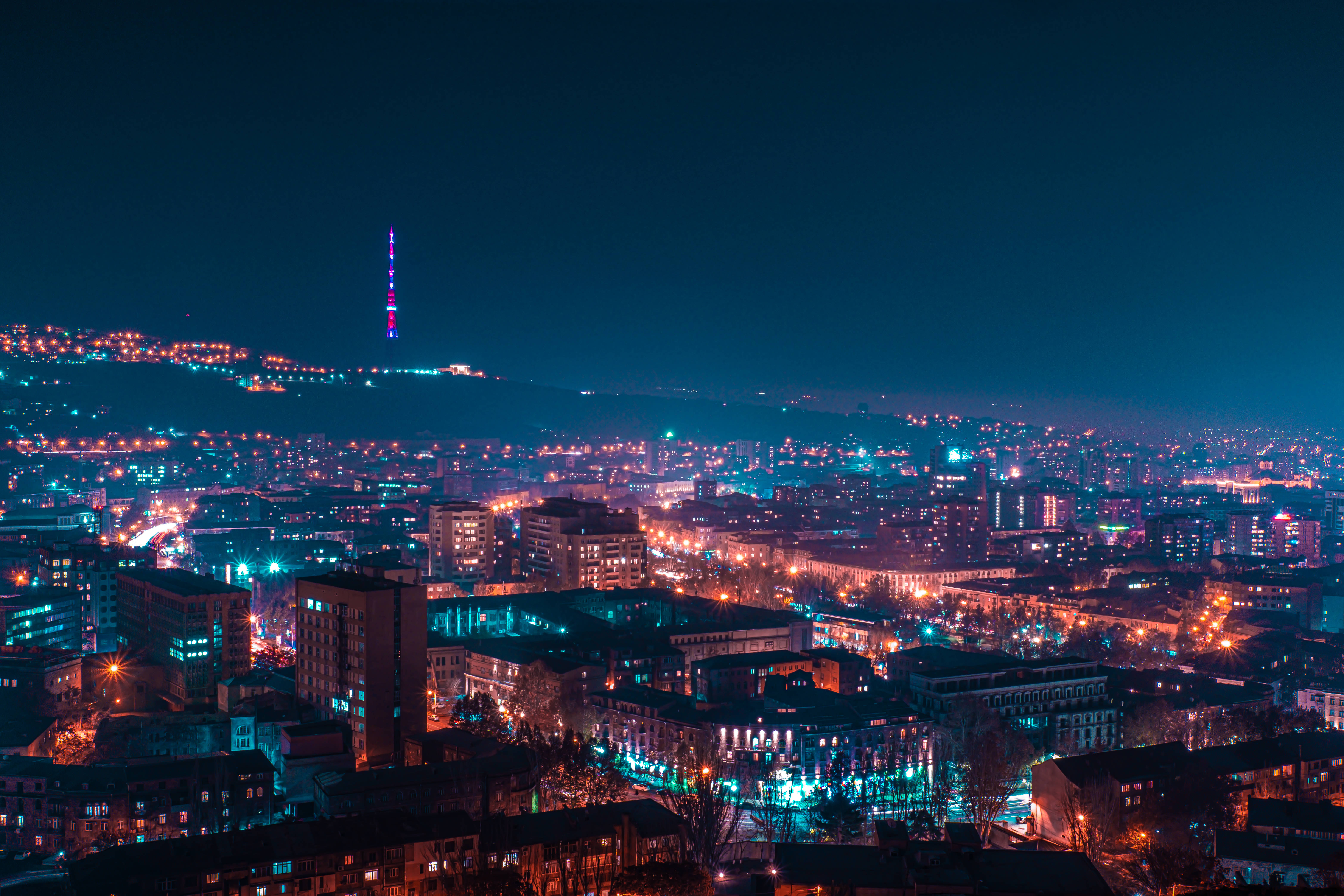 Yerevan, night, cityscape, 5K Desktop Wallpaper