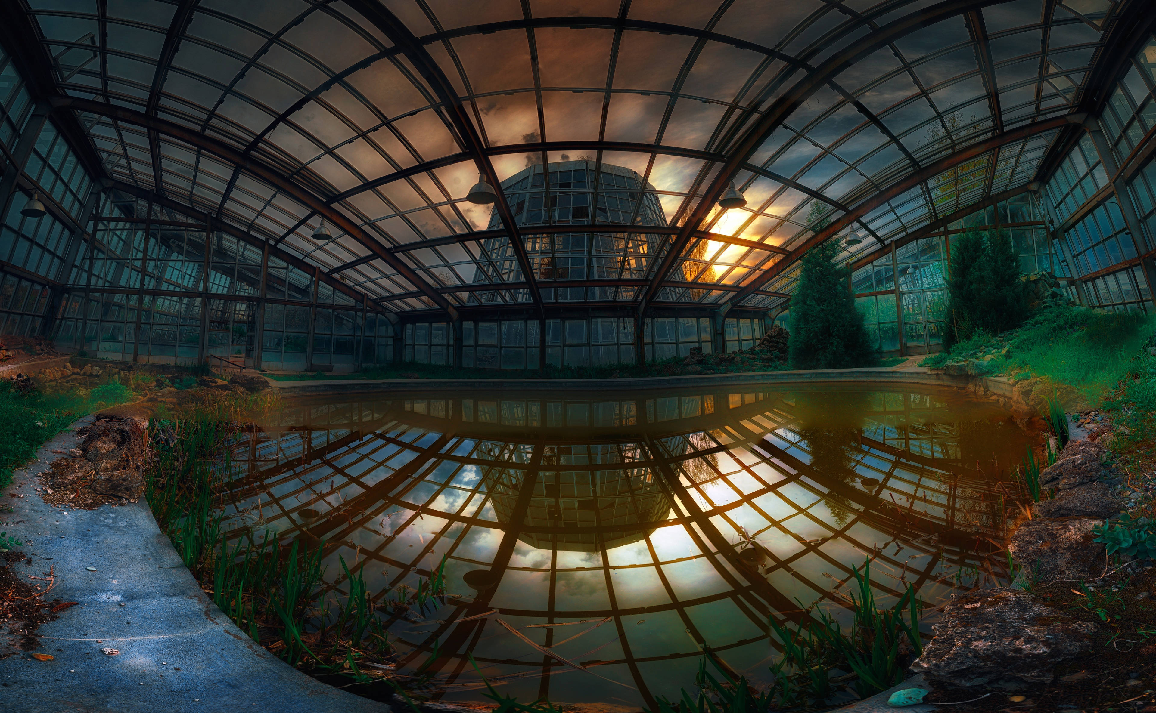 Yerevan, Sunset, greenhouse roof, 4K Desktop Wallpaper