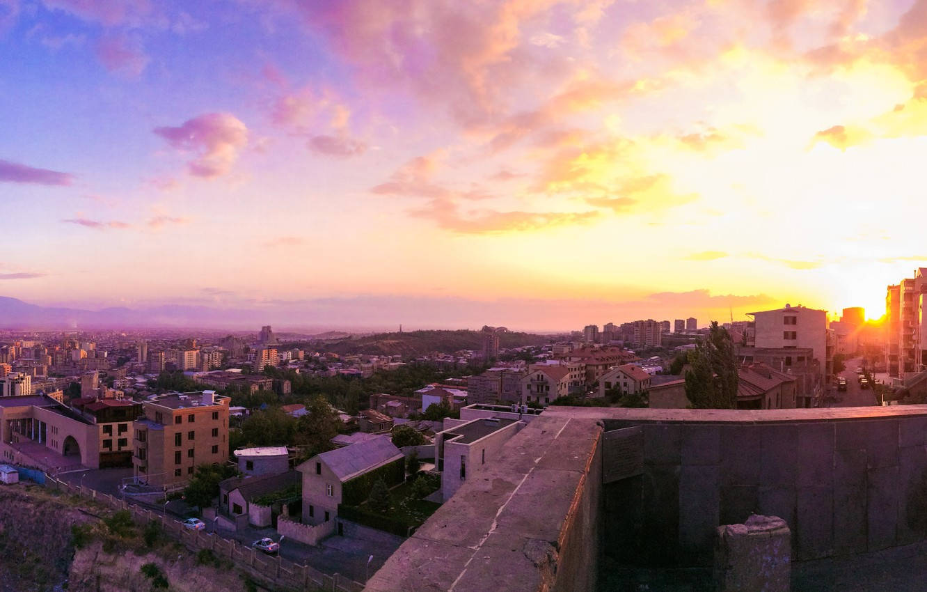 Yerevan, Pink Sky, sunset, HD Desktop Wallpaper
